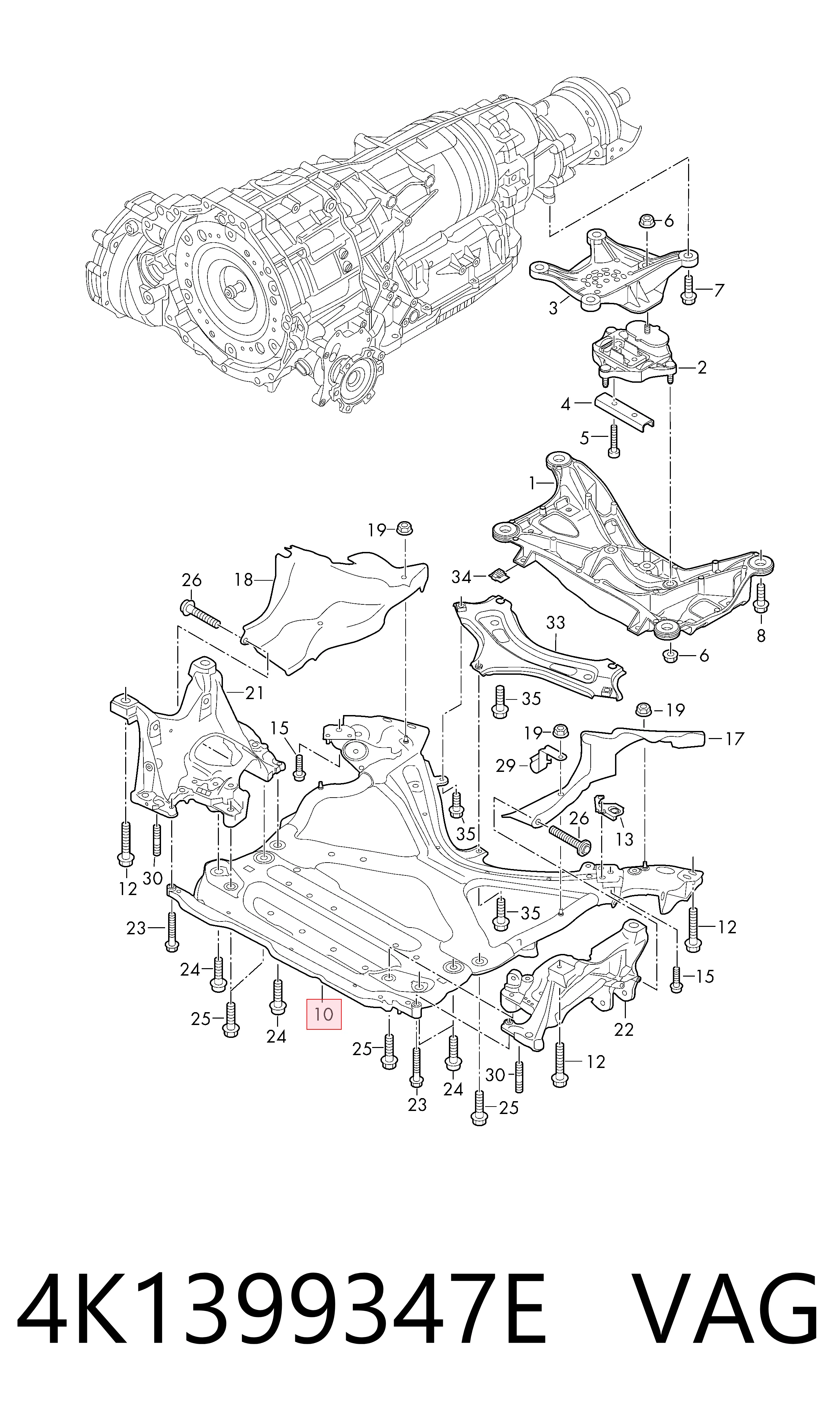 Viga de suspensão dianteira (plataforma veicular) VAG 4K1399347E preço, a partir de 1233,62 USD