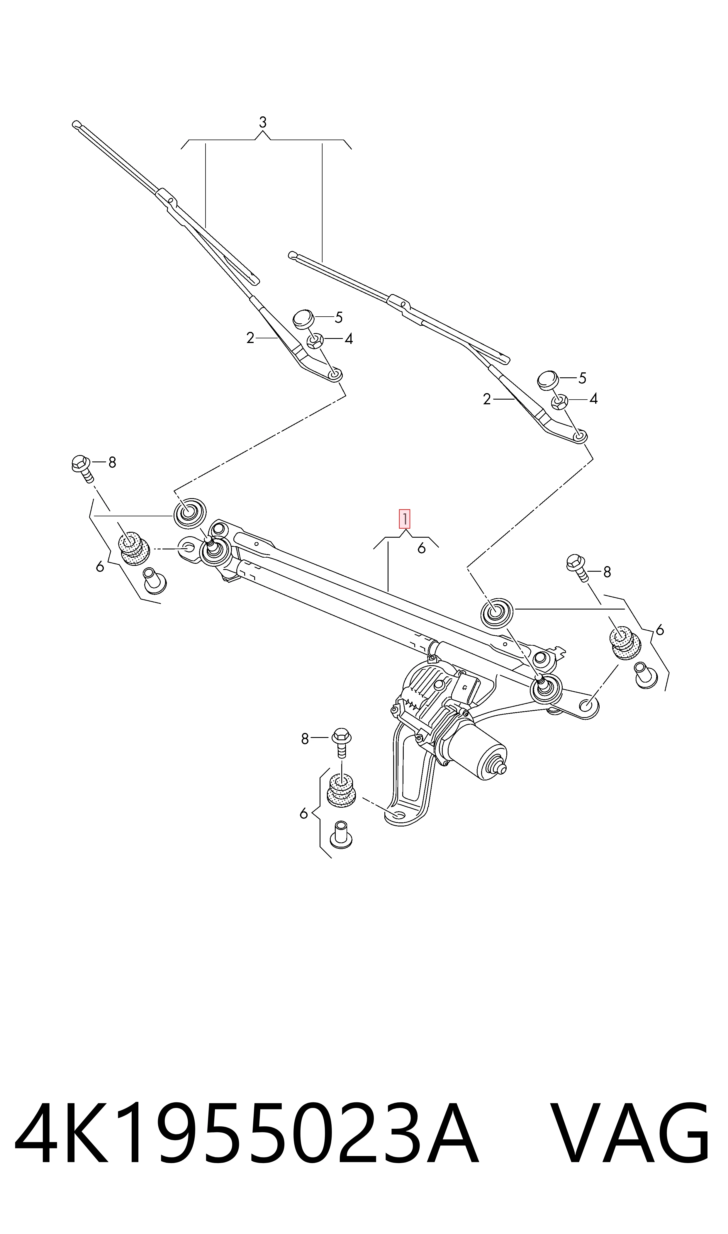 Trapézio de limpador pára-brisas para Audi A6 C8 4A2
