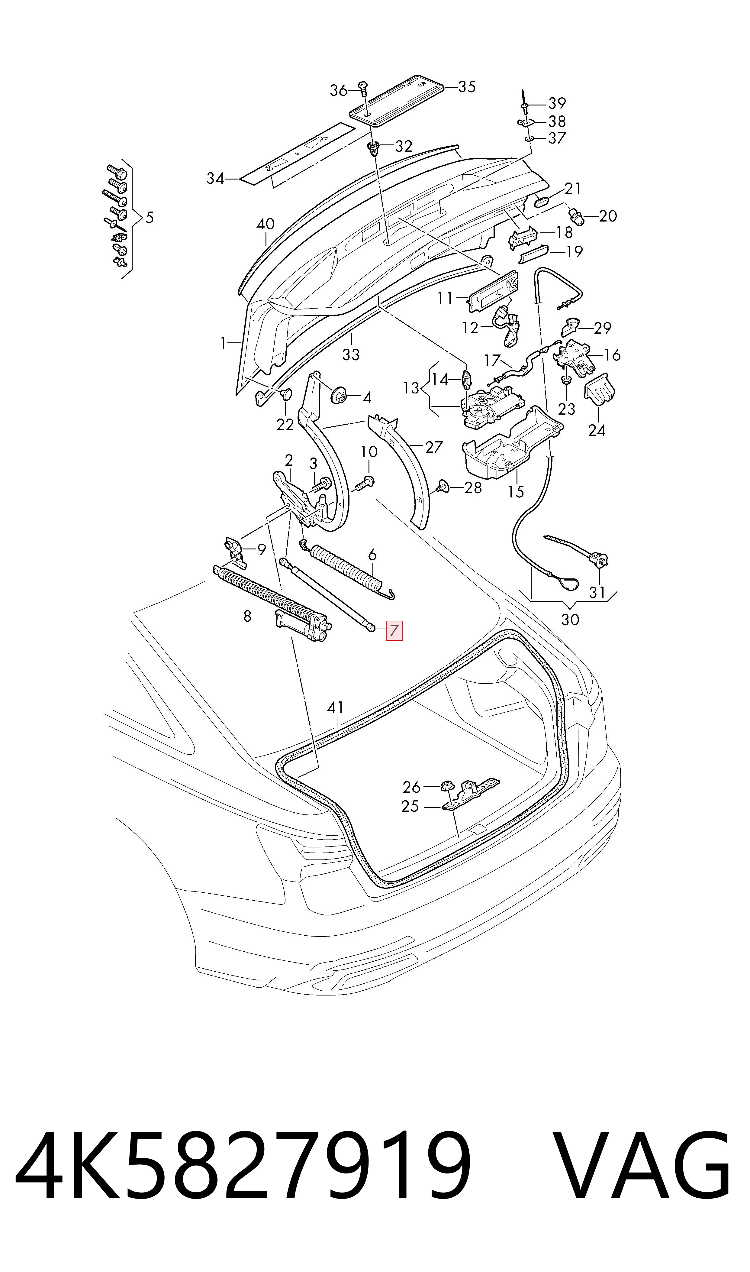 Amortecedor de tampa de porta-malas (de 3ª/5ª porta traseira) Audi A6 4A2 ao melhor preço