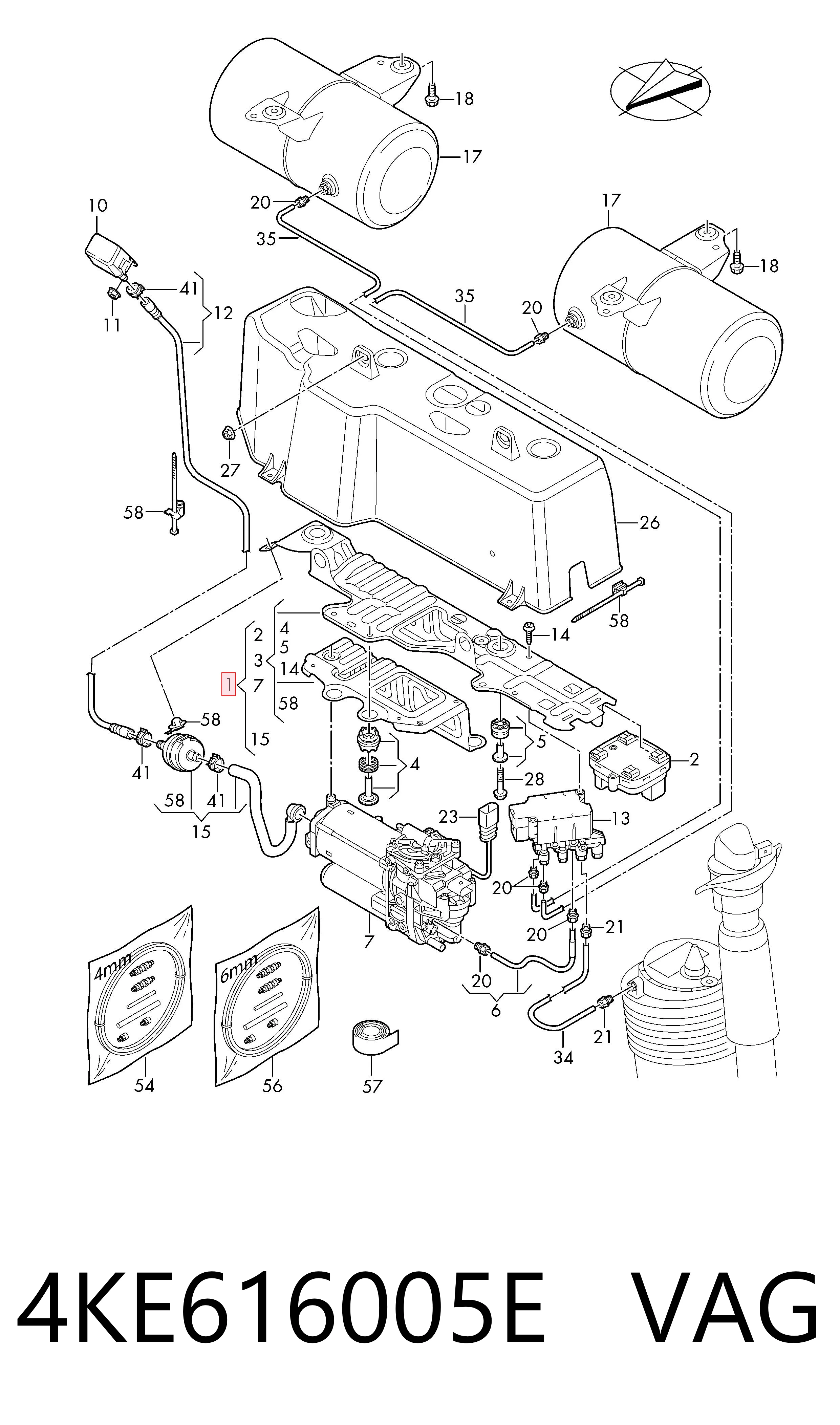 4KE616005E VAG Compressor de bombeio pneumático (de amortecedores)
