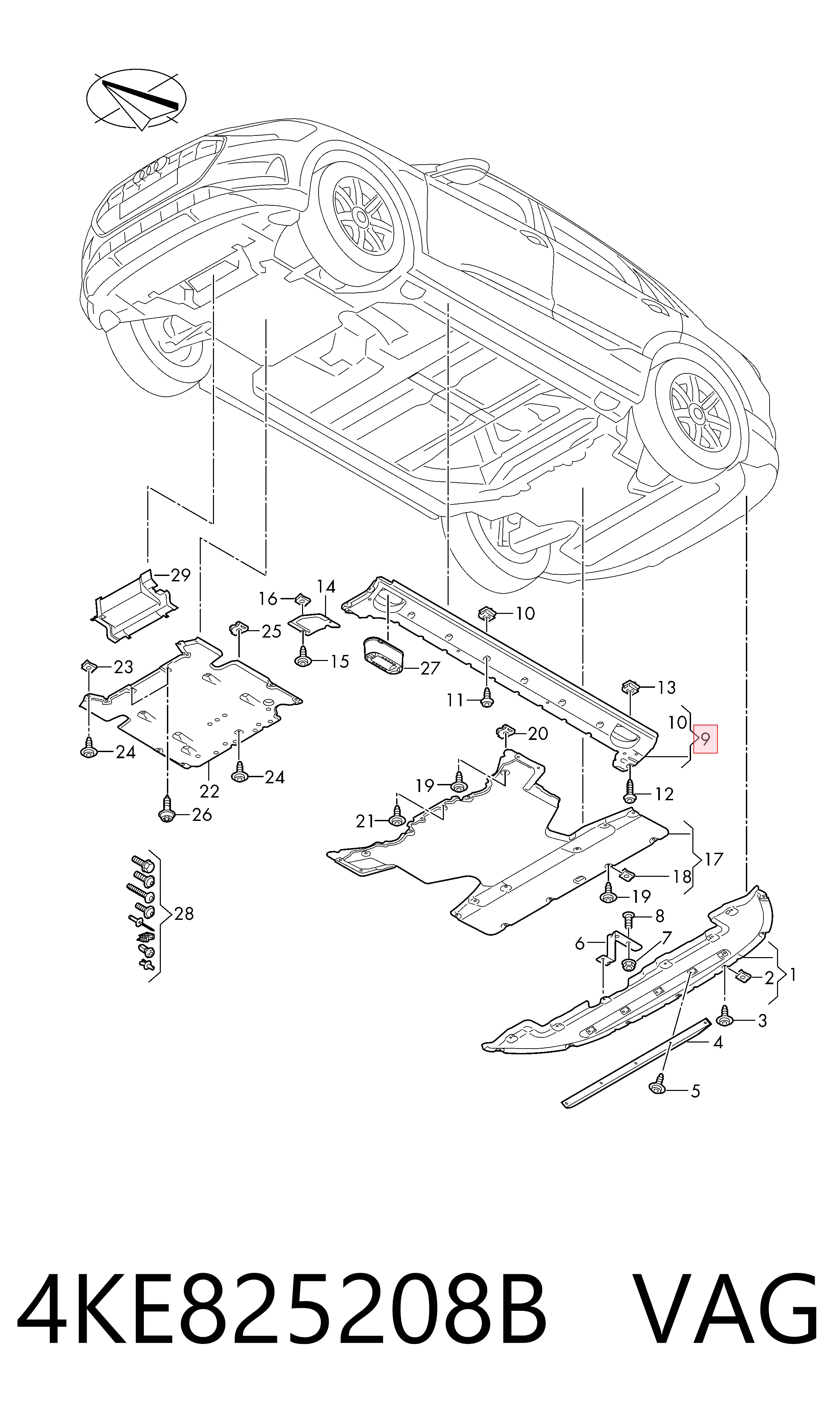 4KE825208B VAG Proteção de fundo direita