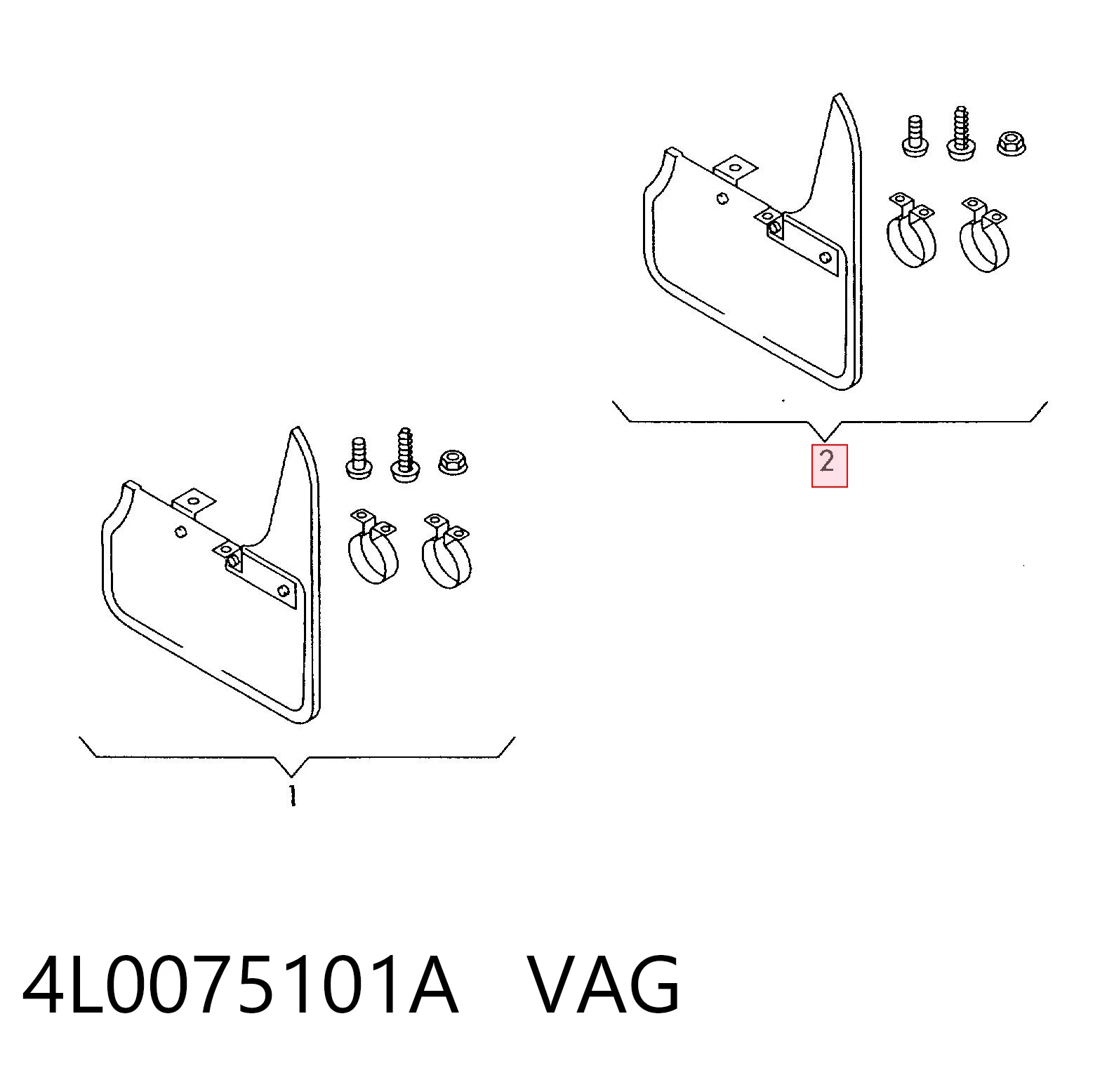 4L0075101A VAG Protetores de lama traseiros, kit