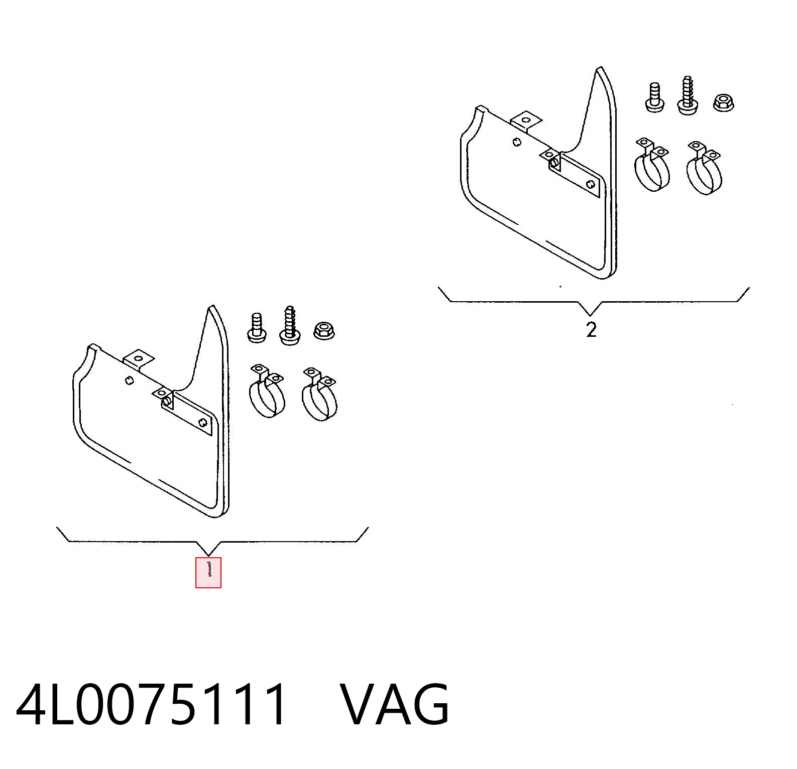 4L0075111 VAG Protetores de lama dianteiros, kit