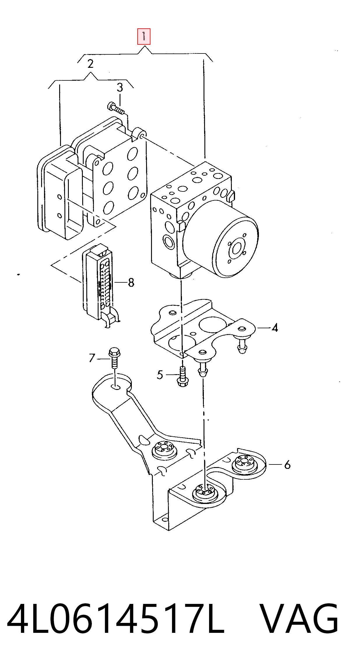 4L0614517L VAG Unidade hidráulico de controlo ABS