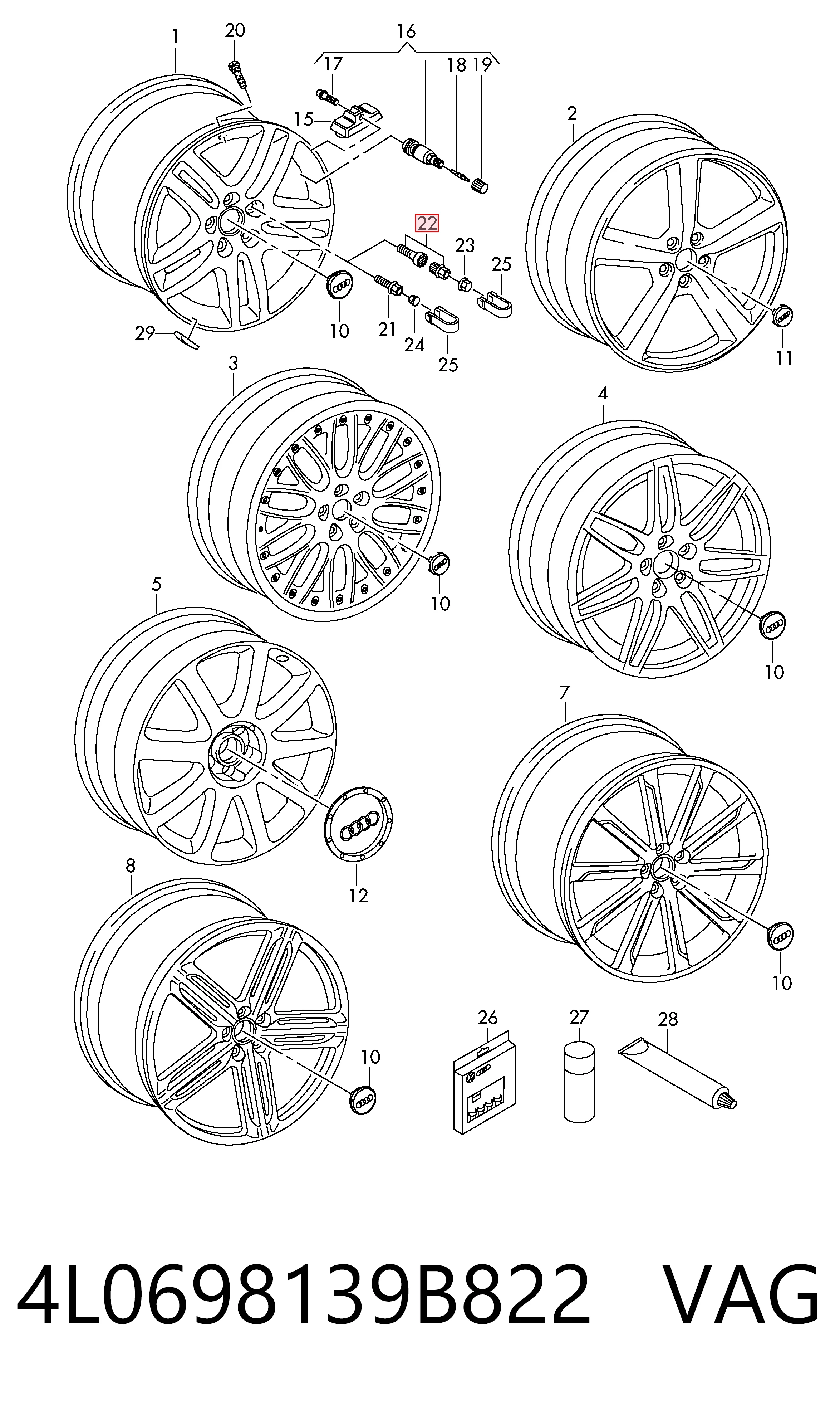 4L0698139B822 VAG