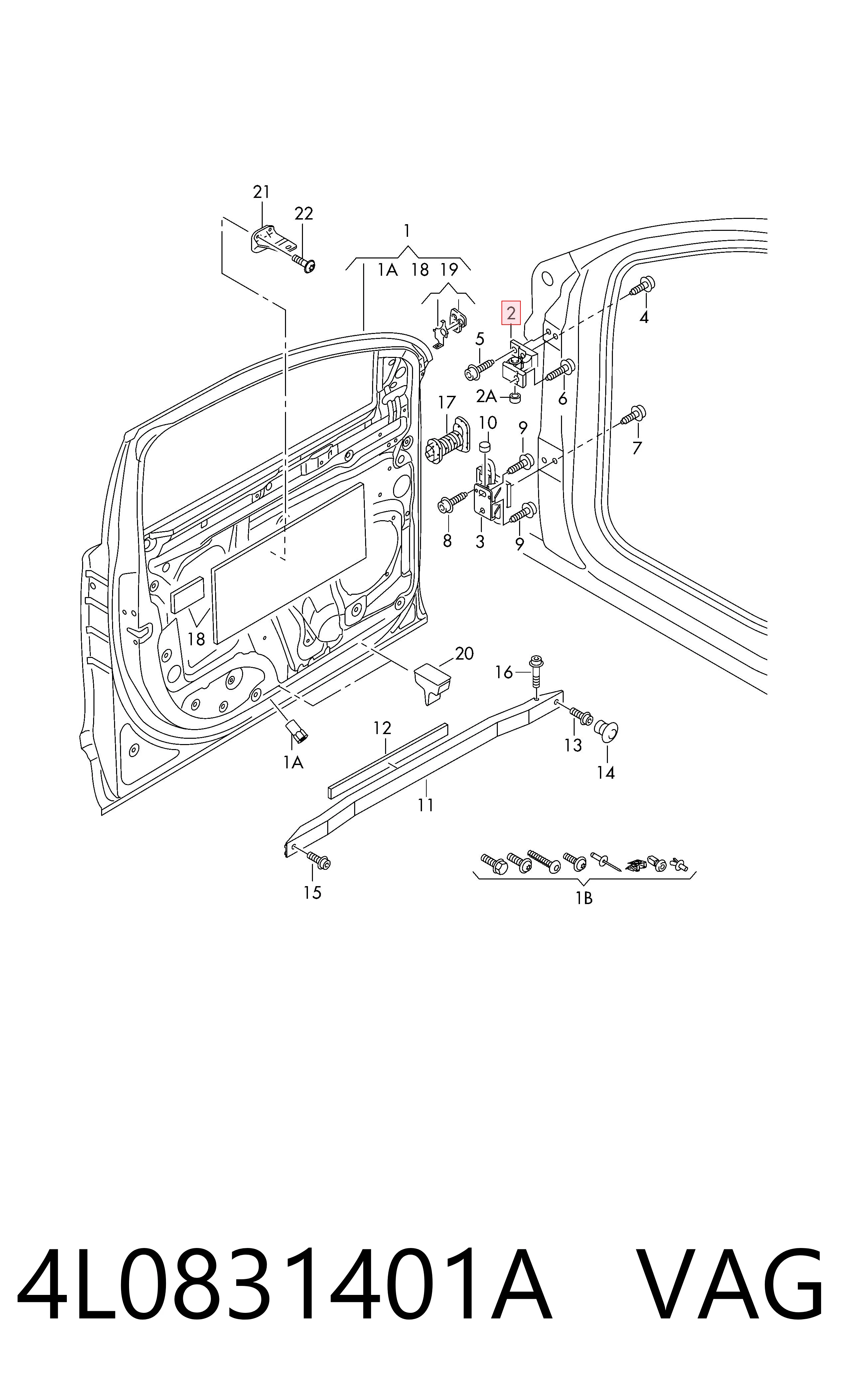 4L0831401A VAG Gozno da porta dianteira esquerda