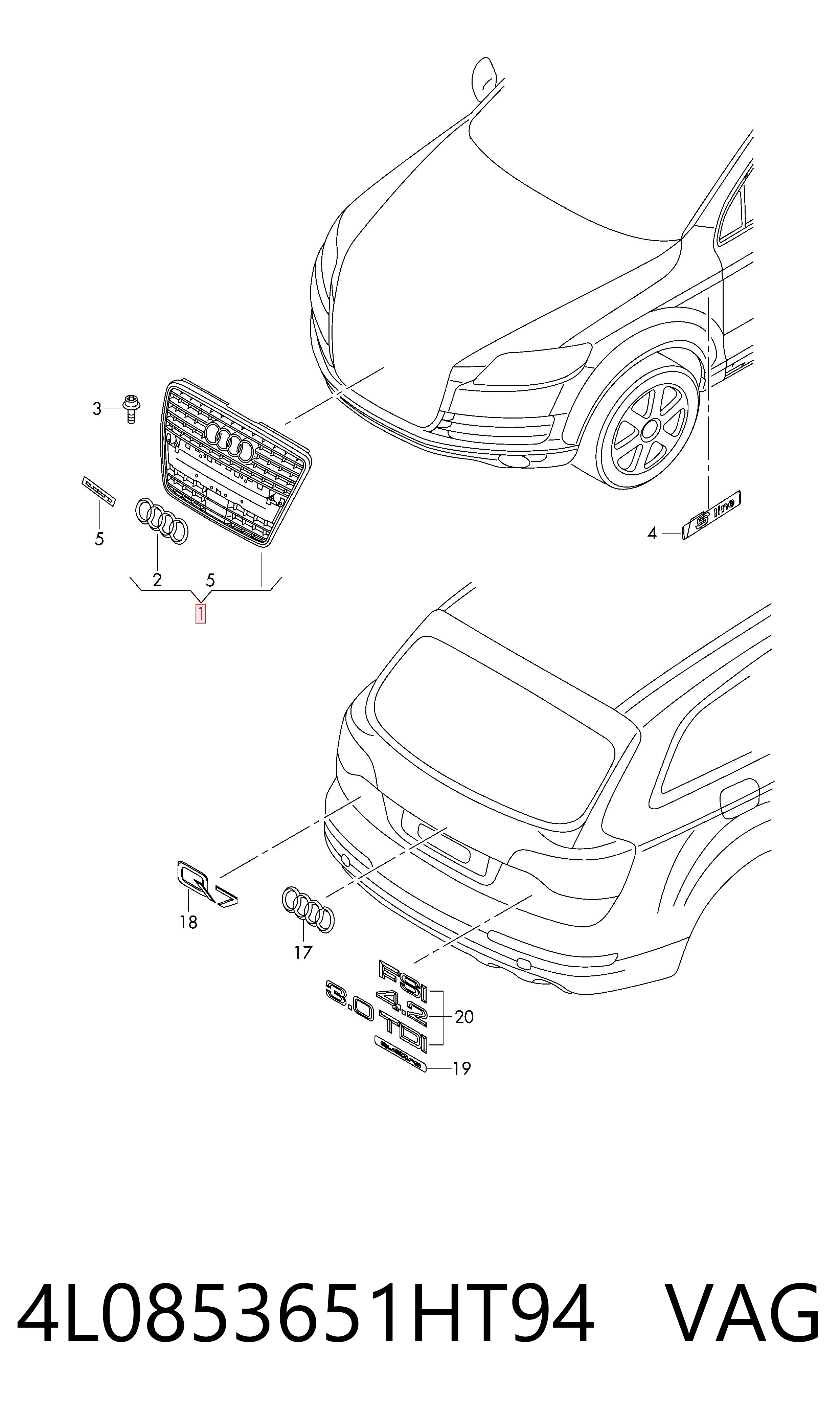 Grelha do radiador para Audi Q7 4LB