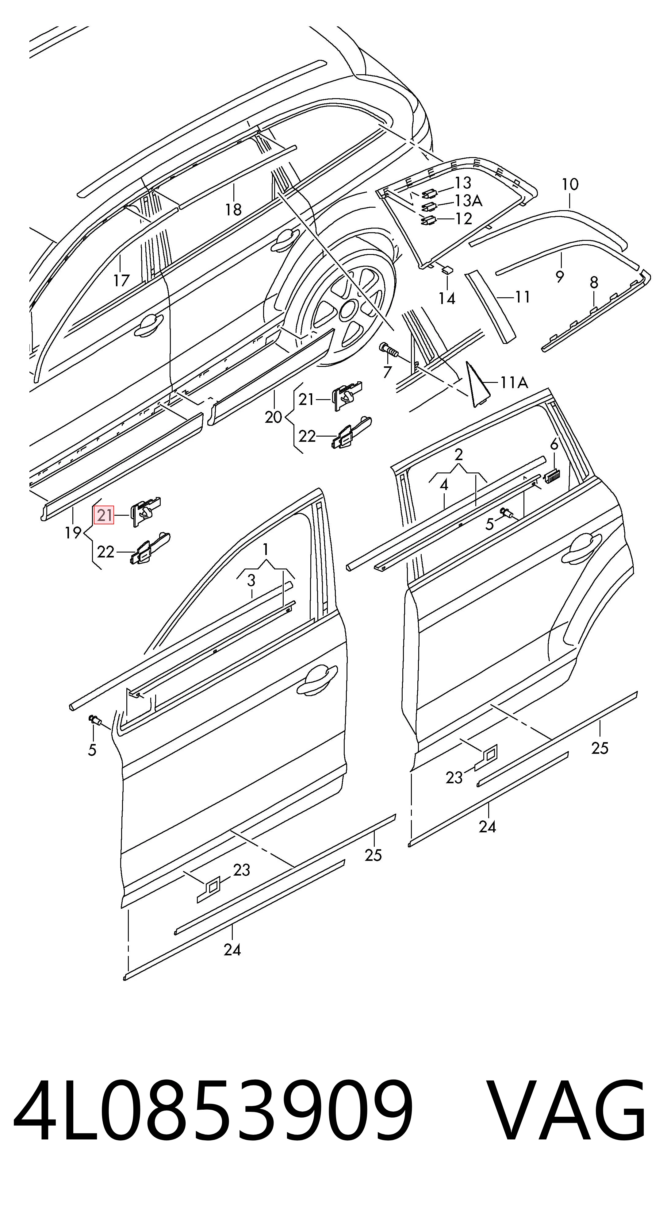 4L0853909 VAG Fechadura de mola de suporte