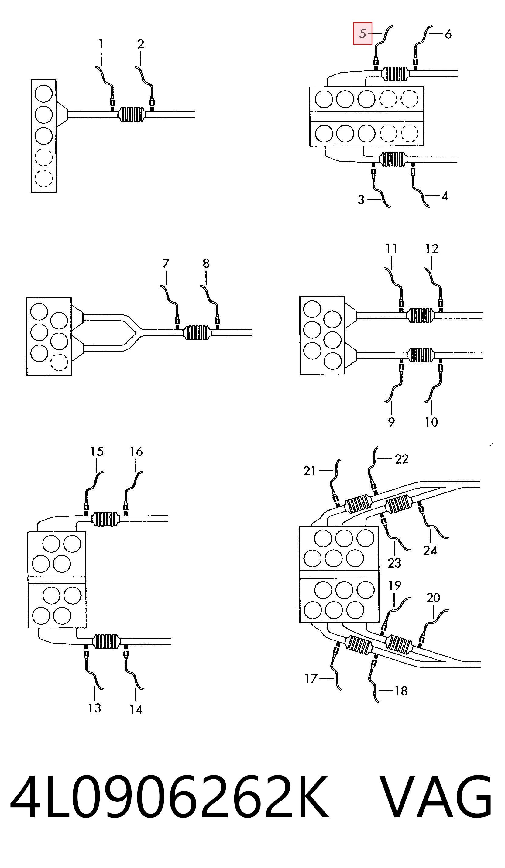 4L0906262K VAG Sonda lambda, sensor direito de oxigênio até o catalisador