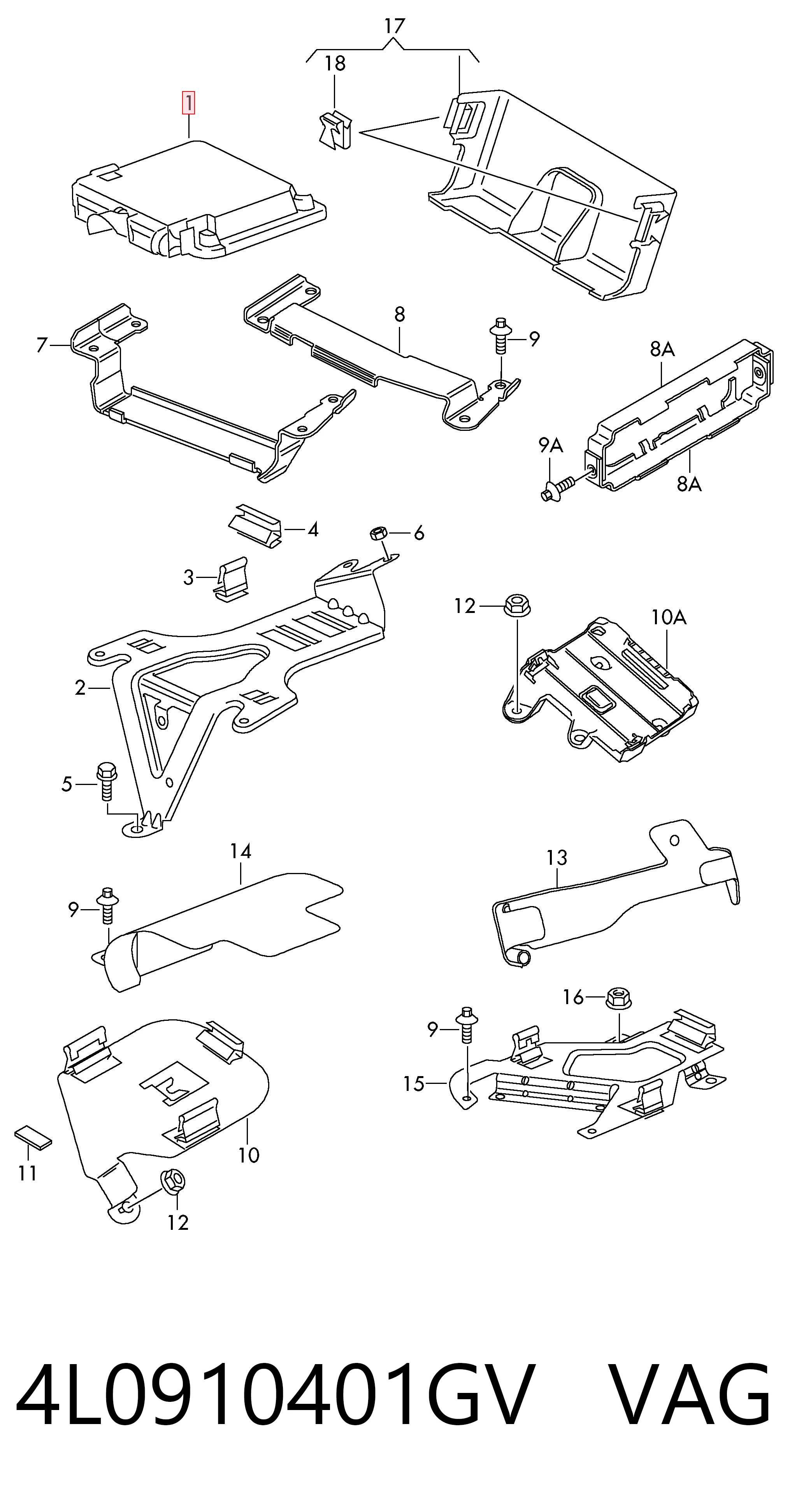 Módulo de direção (Centralina eletrônica) de motor para Audi Q7  4LB