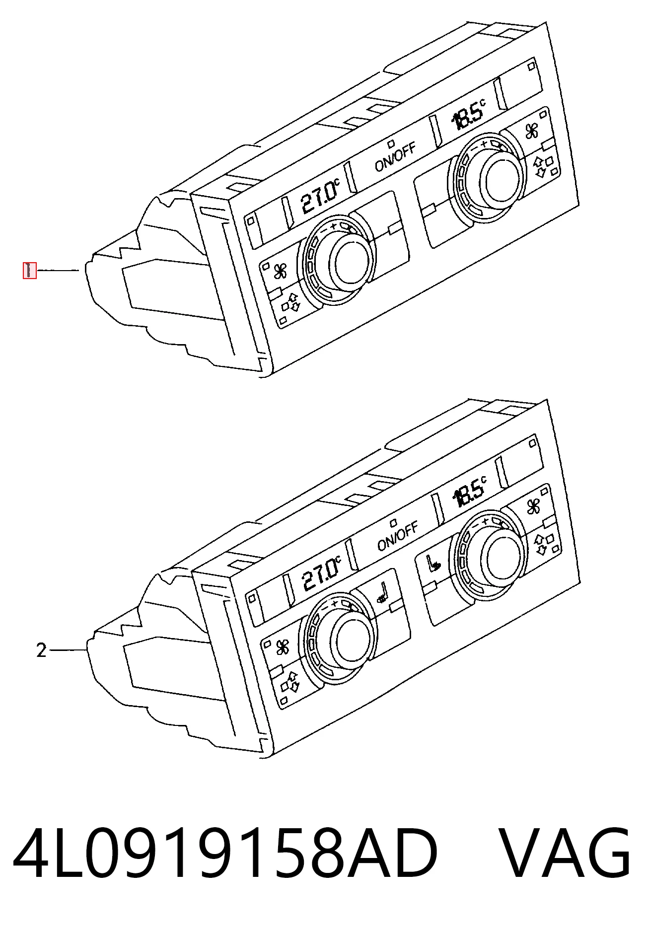4L0919158AD VAG Unidade de controlo dos modos de aquecimento/condicionamento