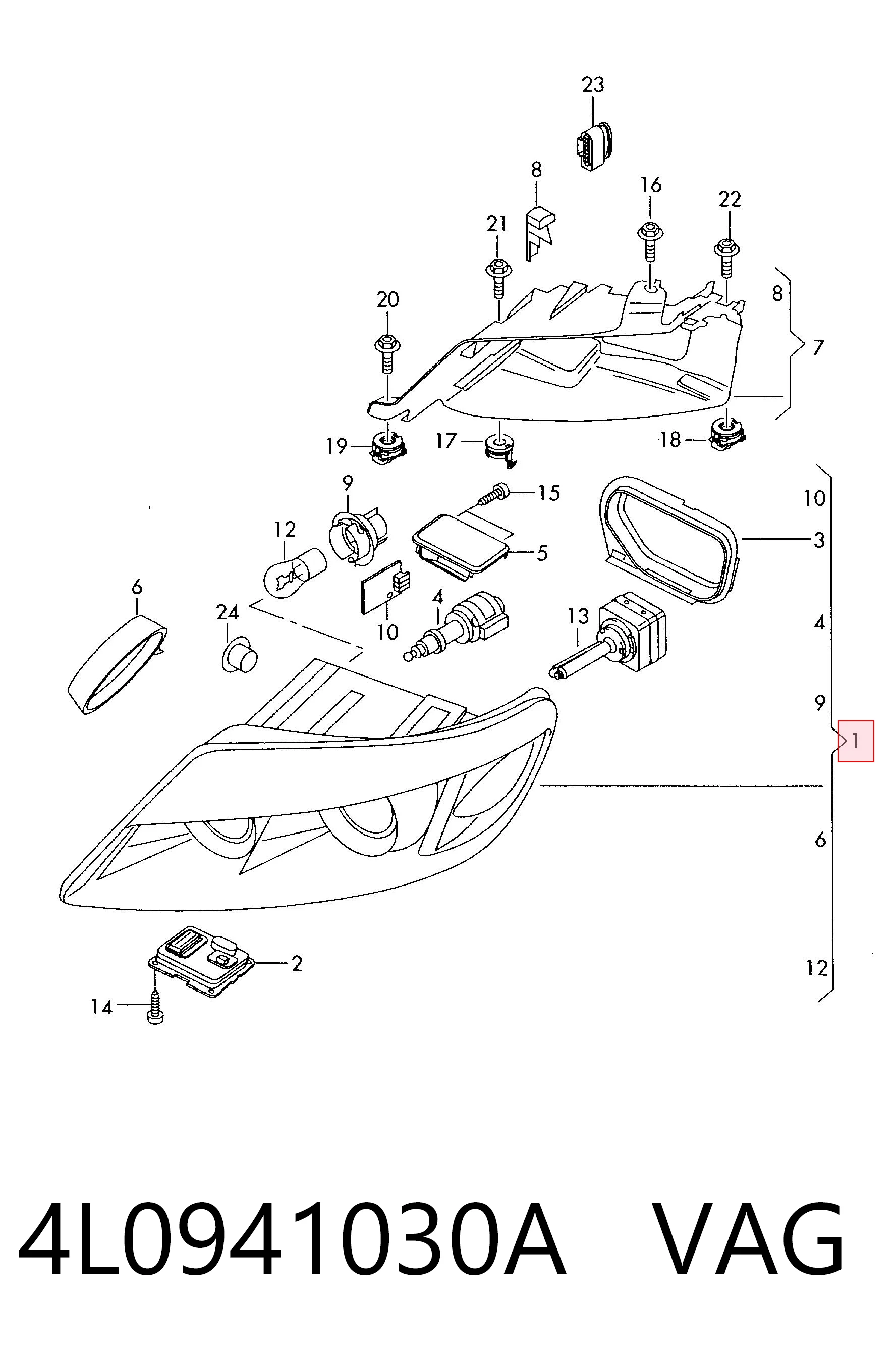 4L0941030A VAG Luz direita