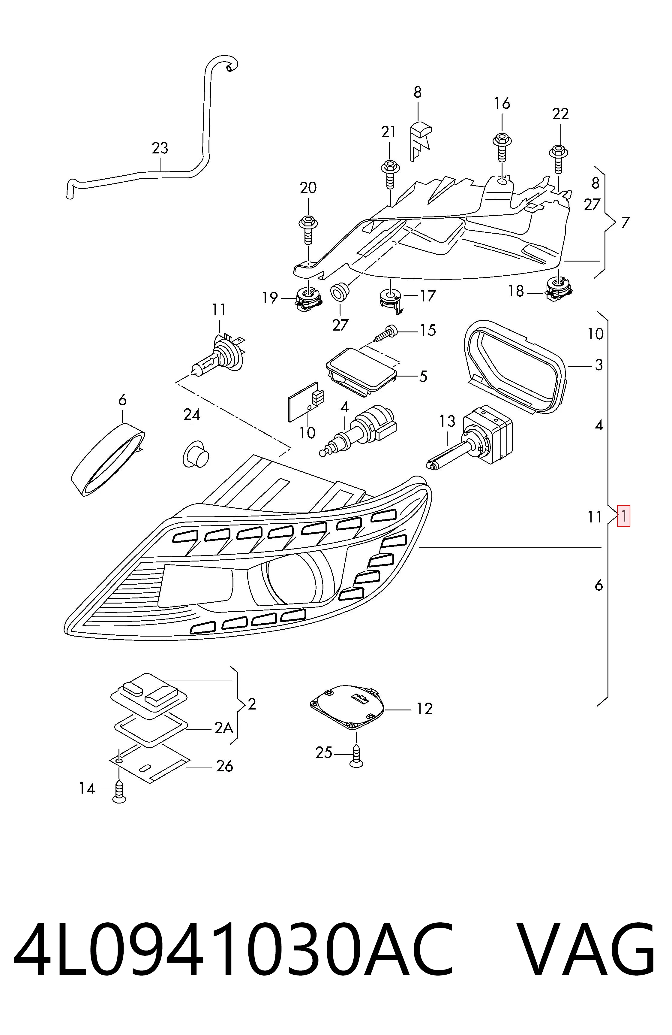 4L0941030AC VAG Luz direita
