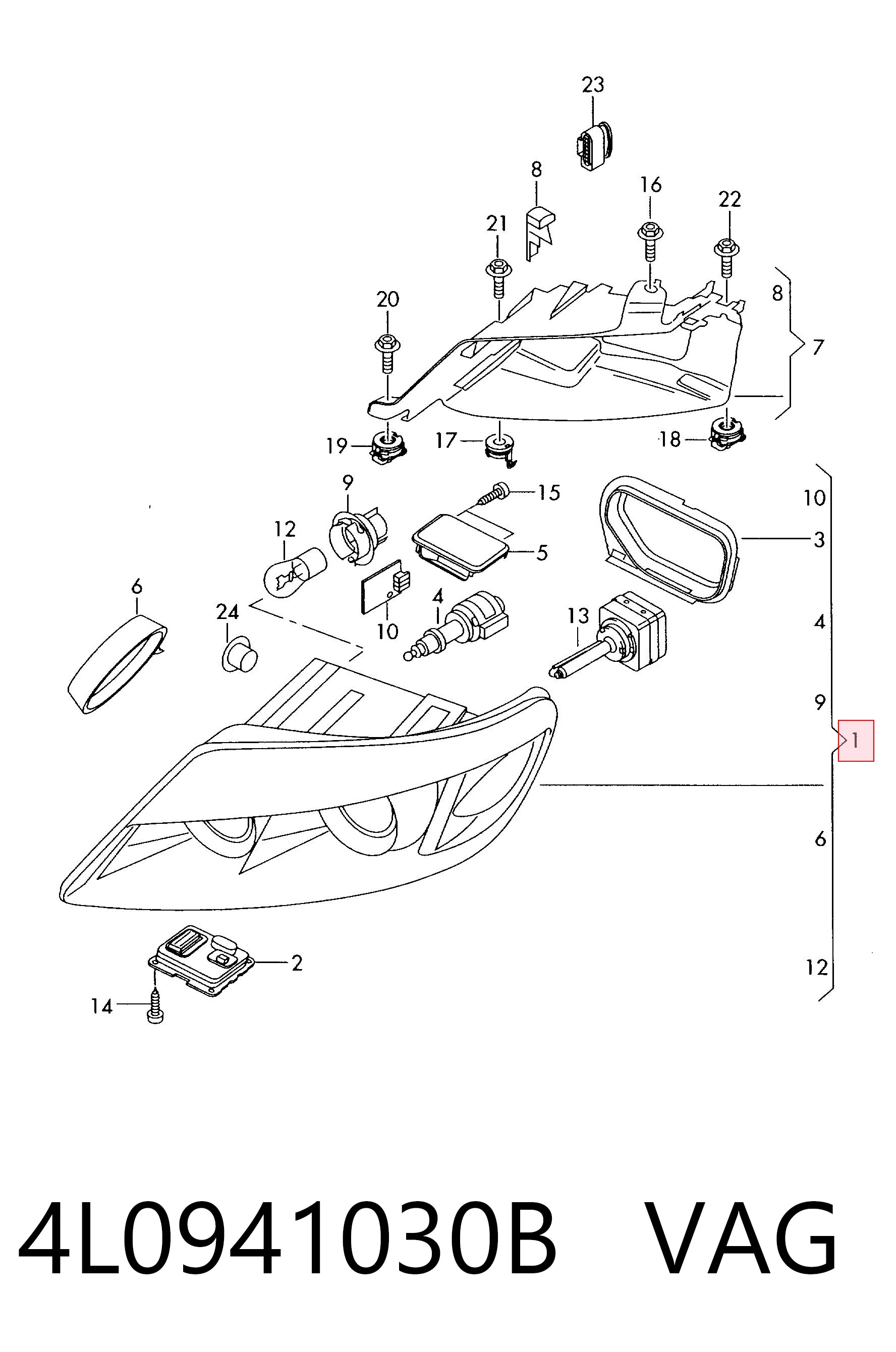 4L0941030B VAG Luz direita