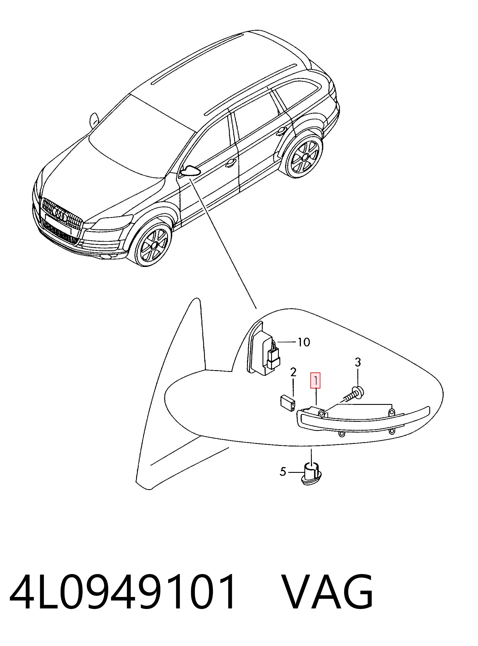4L0949101 VAG Pisca-pisca de espelho esquerdo