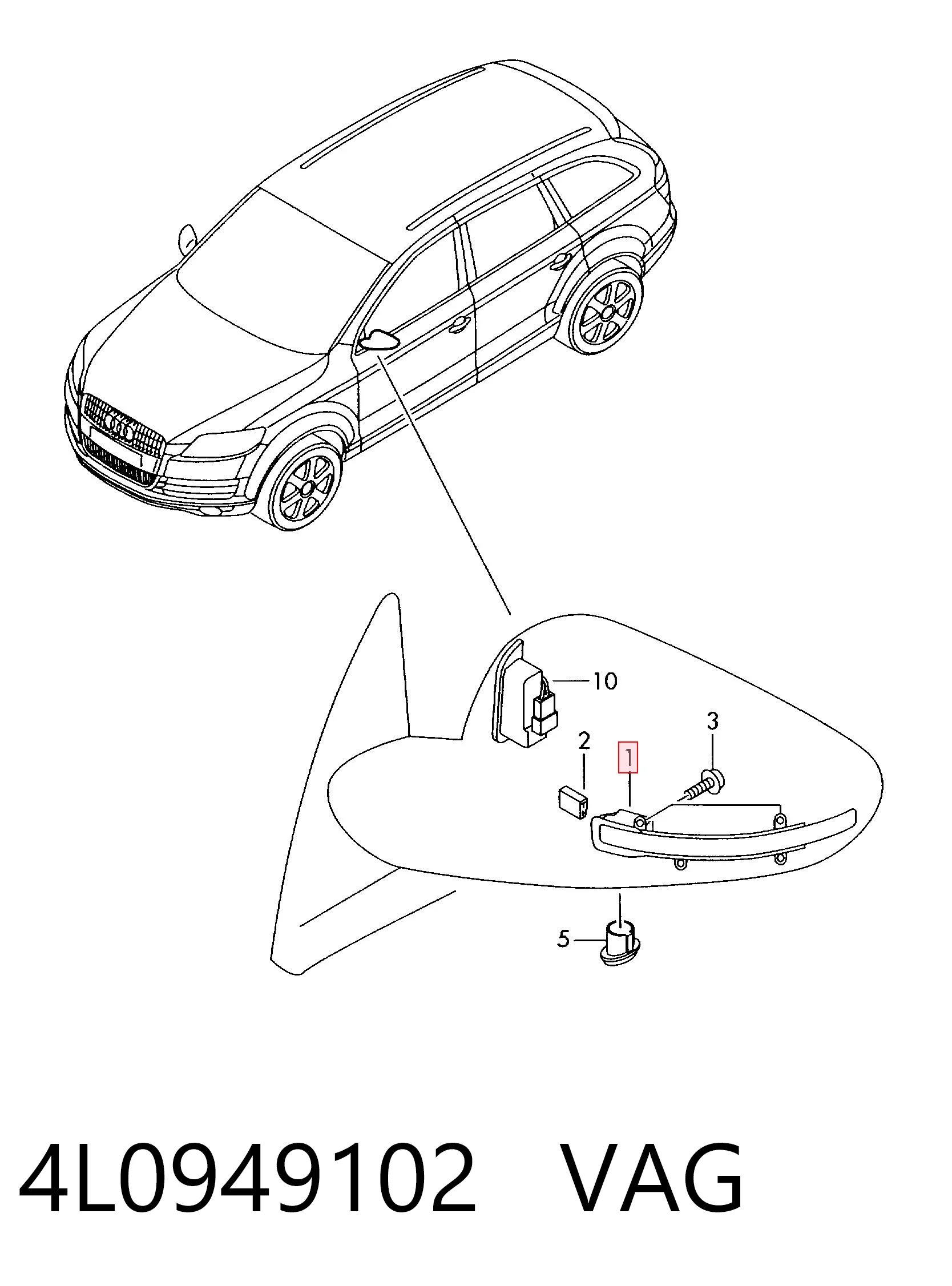 4L0949102 VAG Pisca-pisca de espelho direito