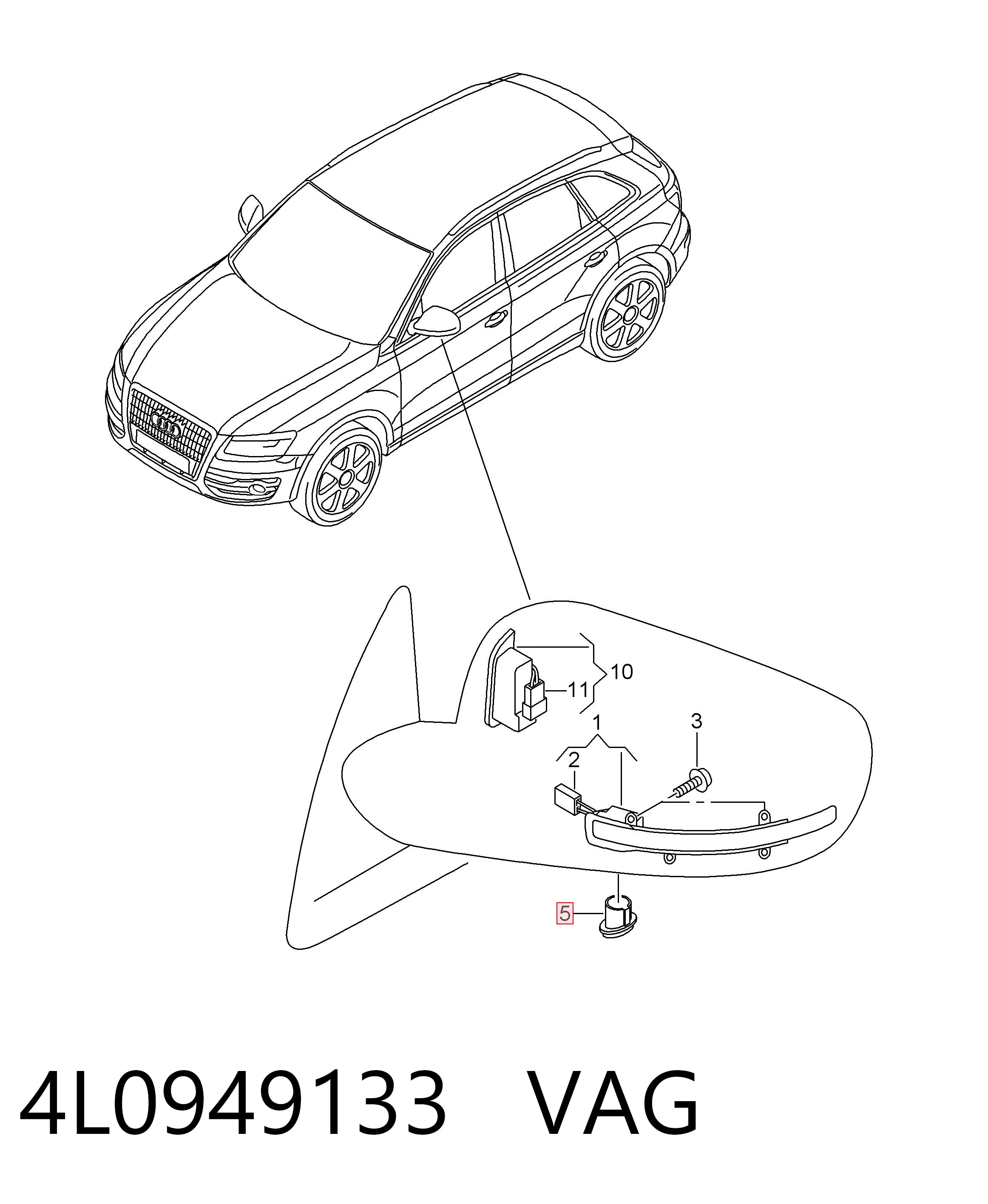 4L0949133 VAG Pisca-pisca esquerdo