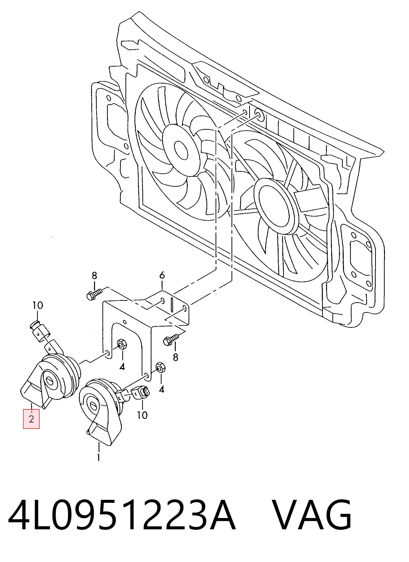 4L0951223A VAG Sinal sonoro (cláxon)