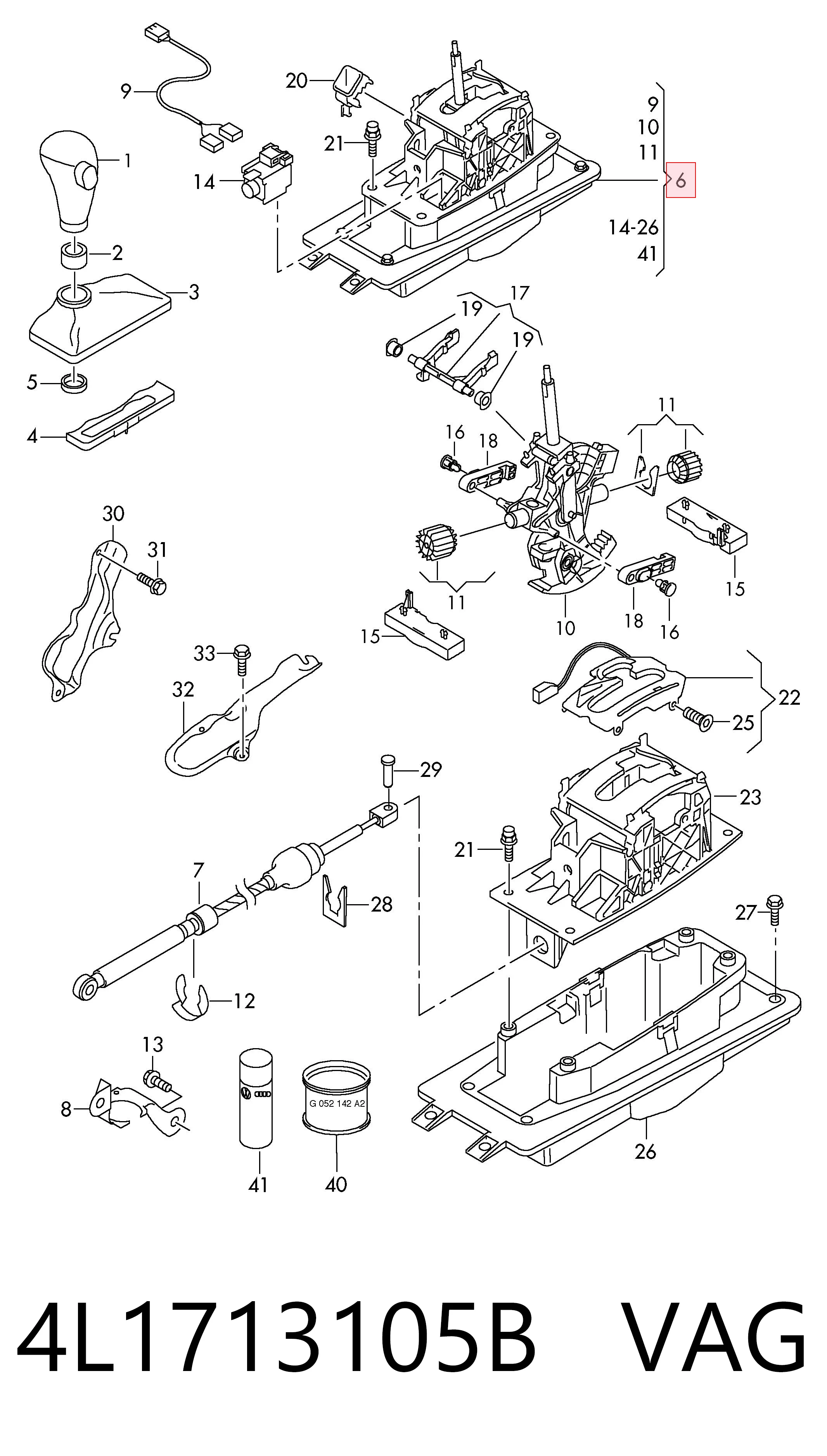 Mecanismo de mudança (ligação) Audi Q7  4LB