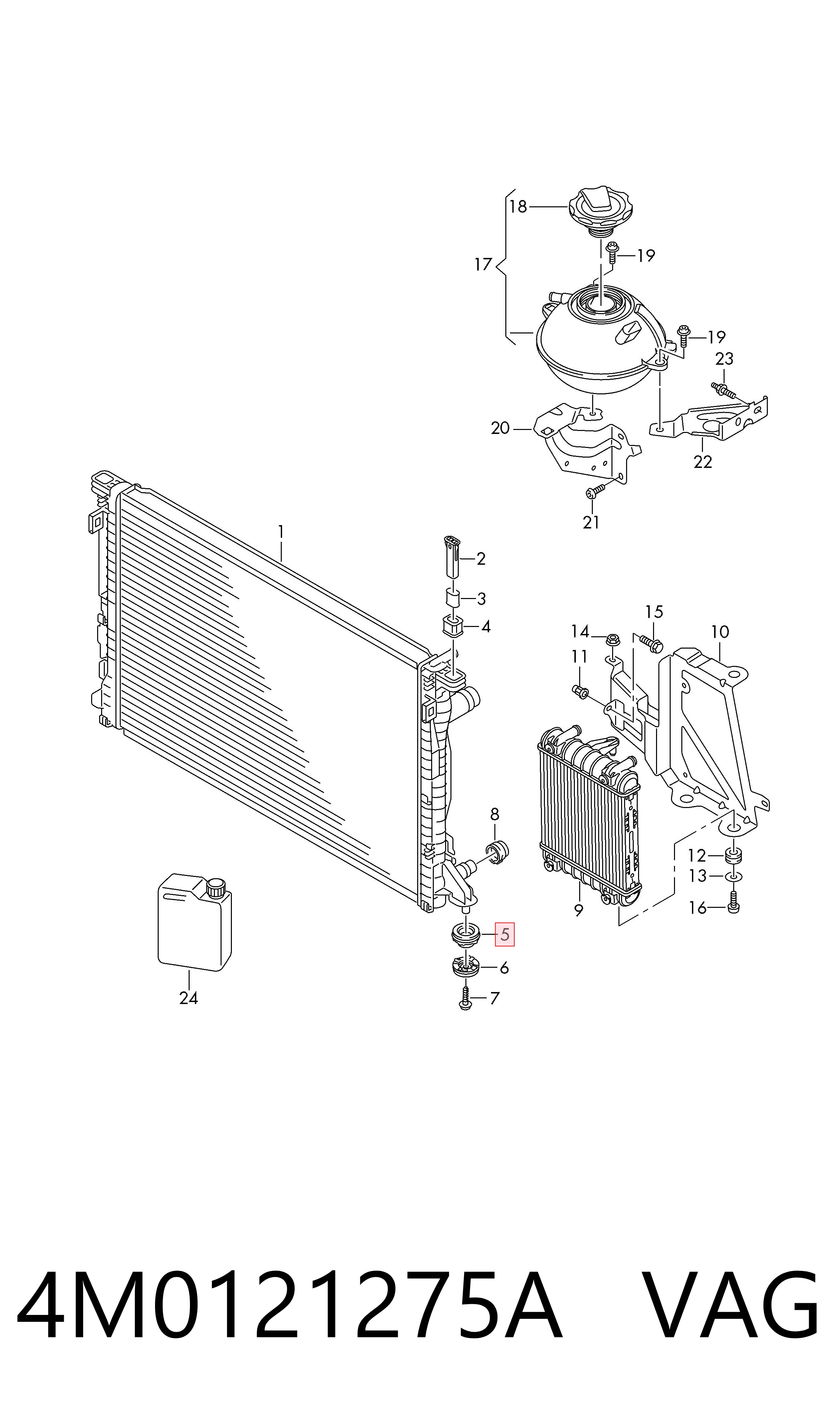 4M0121275A VAG Coxim inferior do radiador