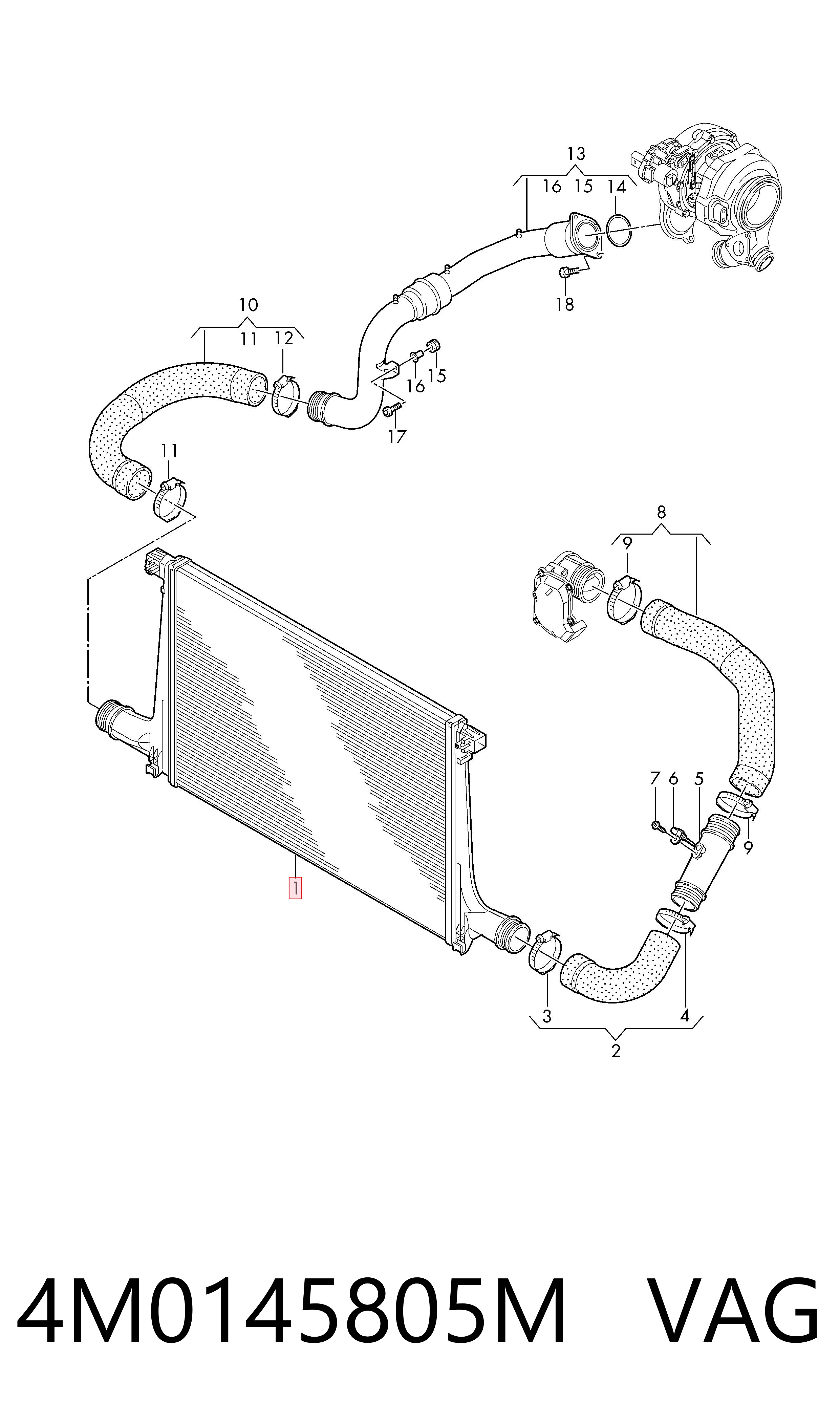 4M0145805M VAG Radiador de intercooler