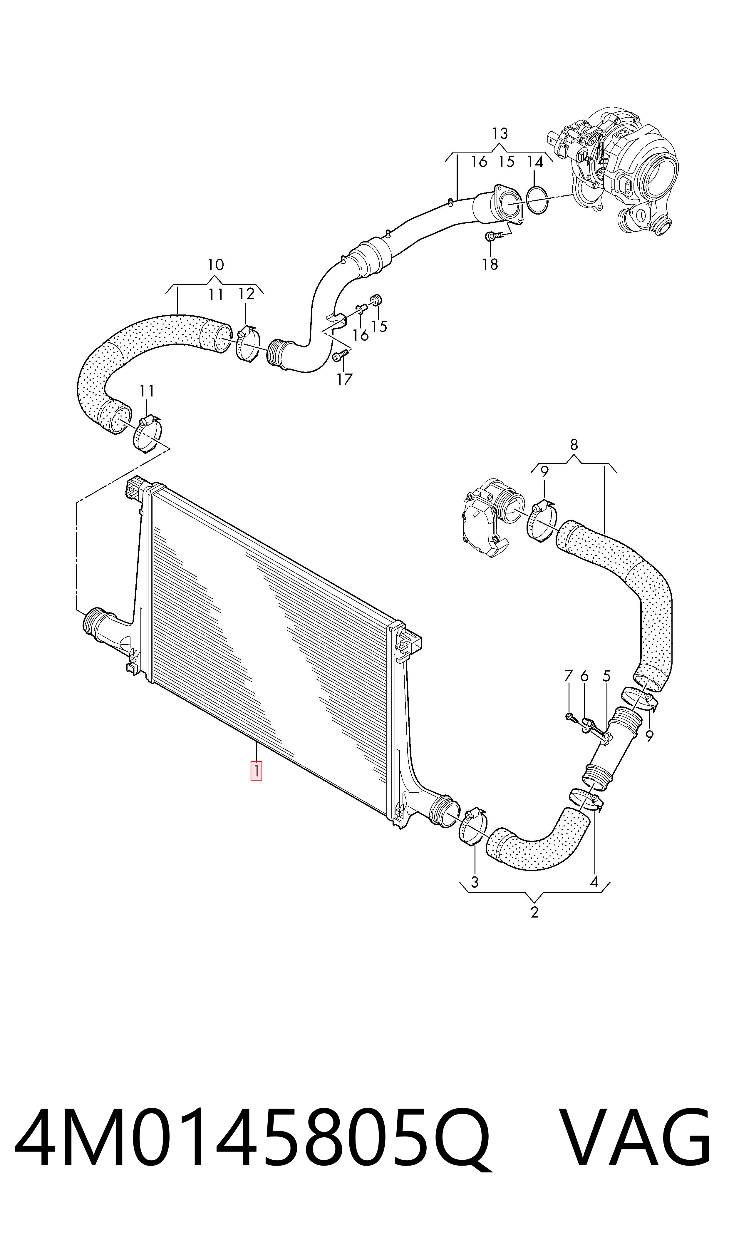 Radiador de intercooler VAG 4M0145805Q preço, a partir de 206,84 USD