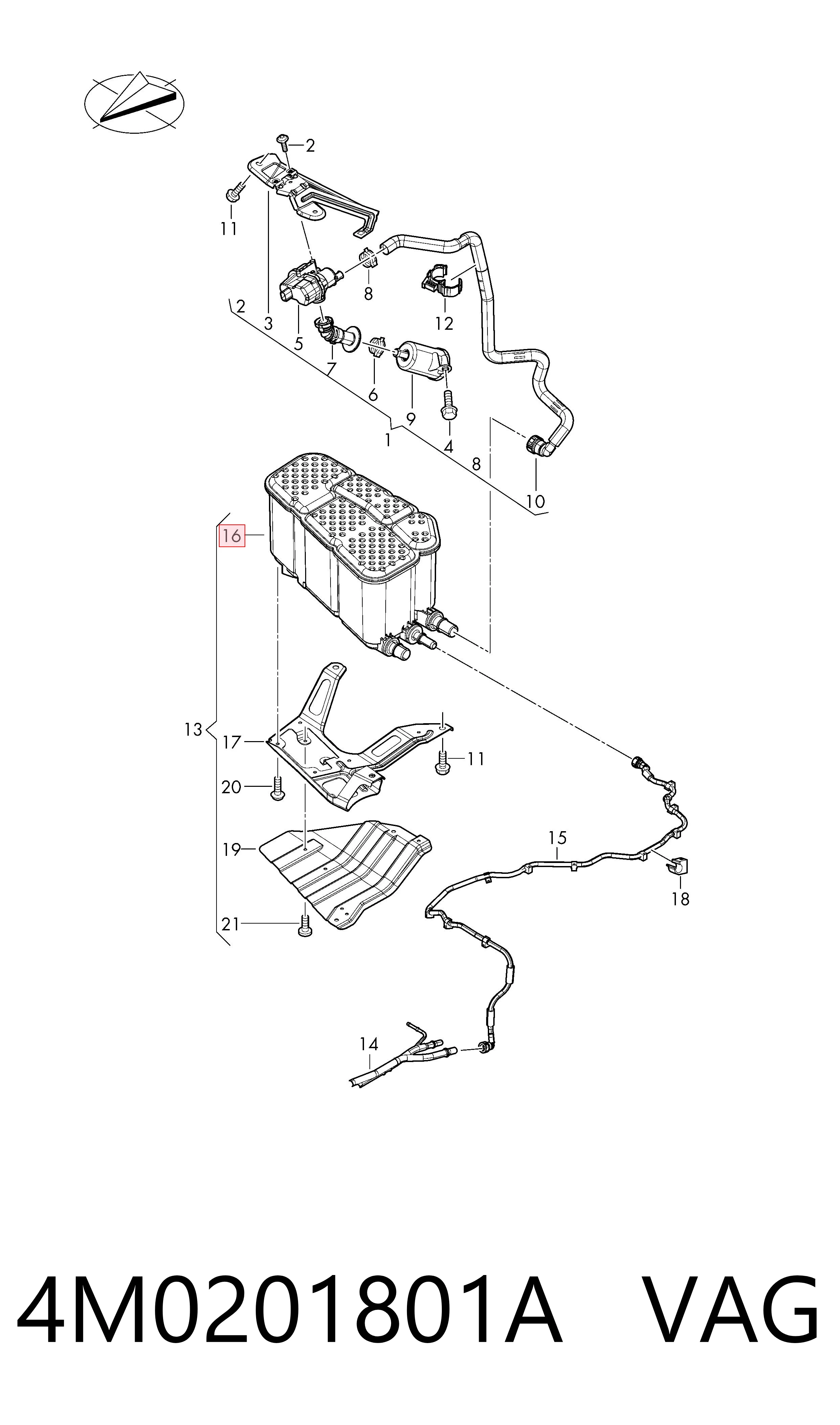Adsorvedor dos vapores de combustível para Audi A6 C8 4A5