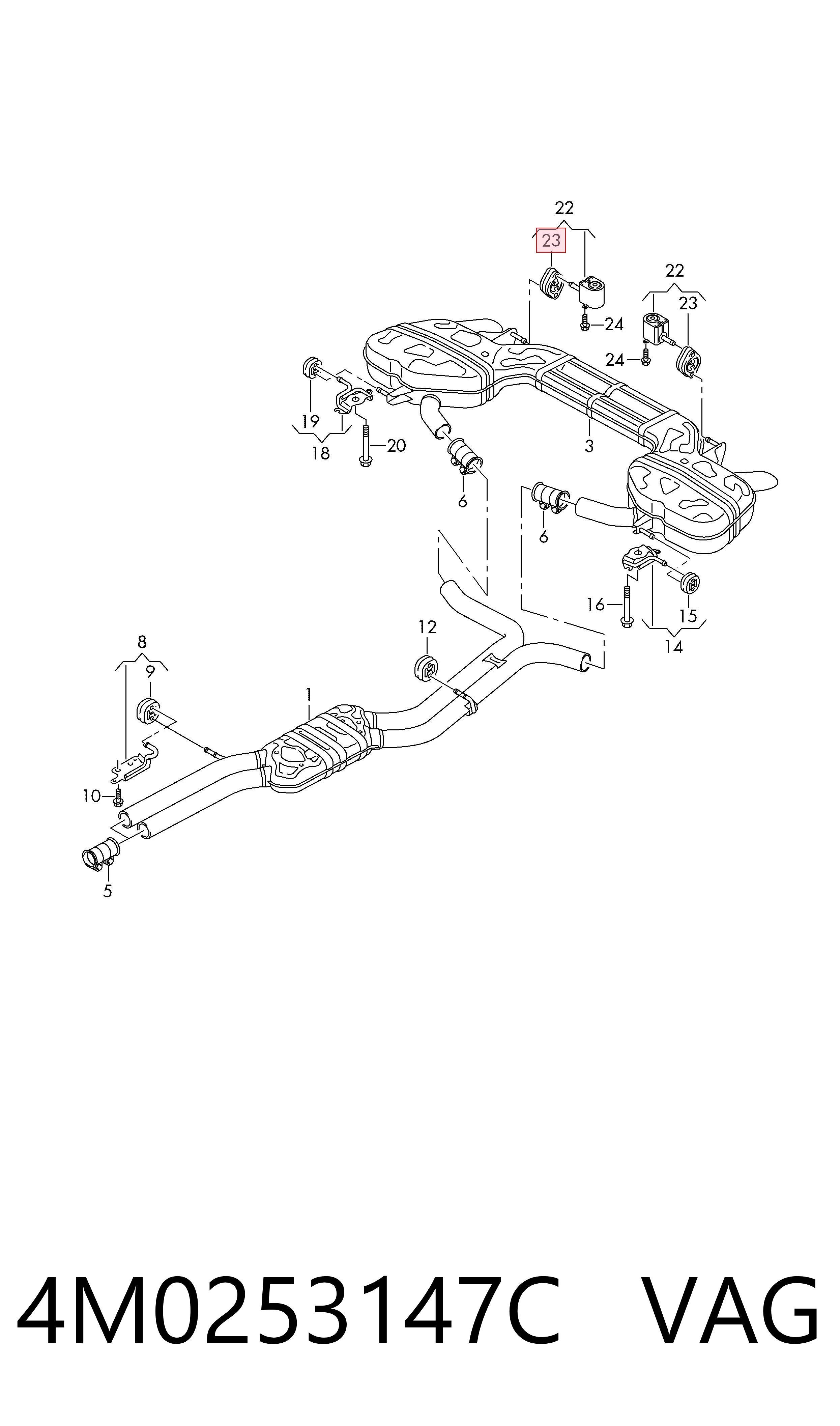  Coxim de fixação do silenciador Audi A4 B9 sedan (8W2, 8WC) (2015 - 2026) B9
