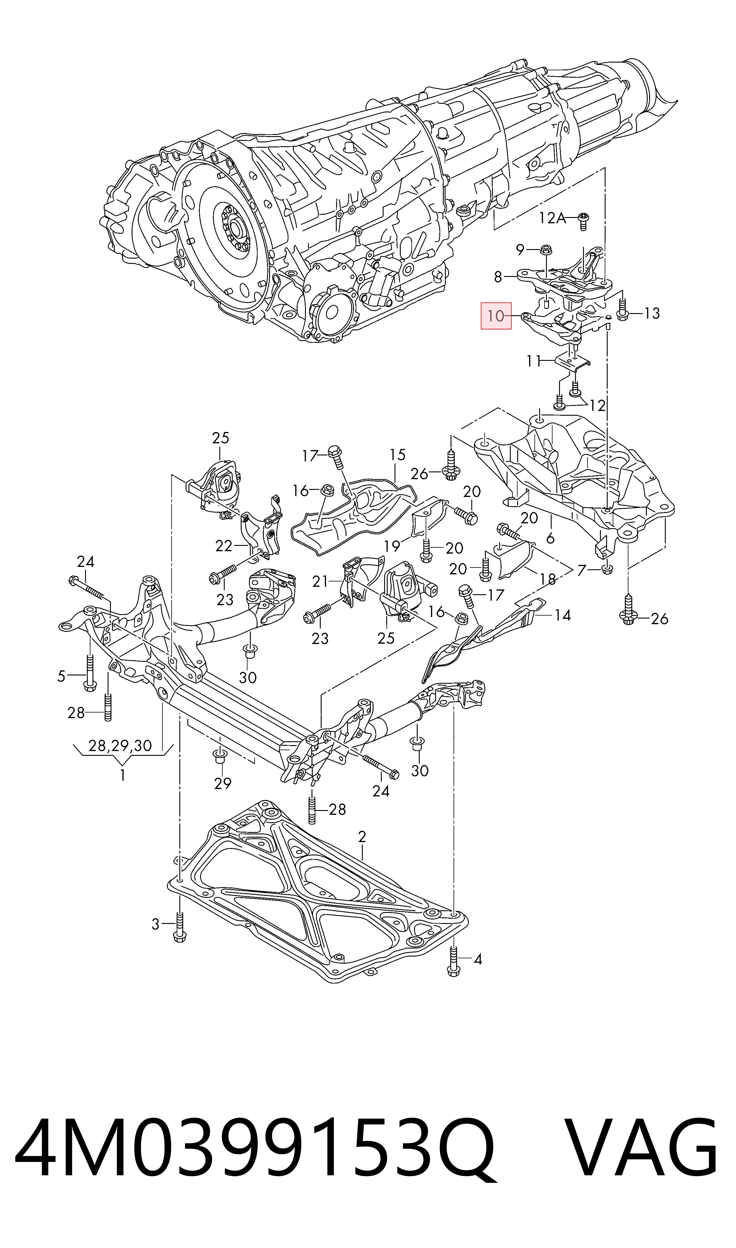 4M0399153Q VAG Coxim de transmissão (suporte da caixa de mudança)