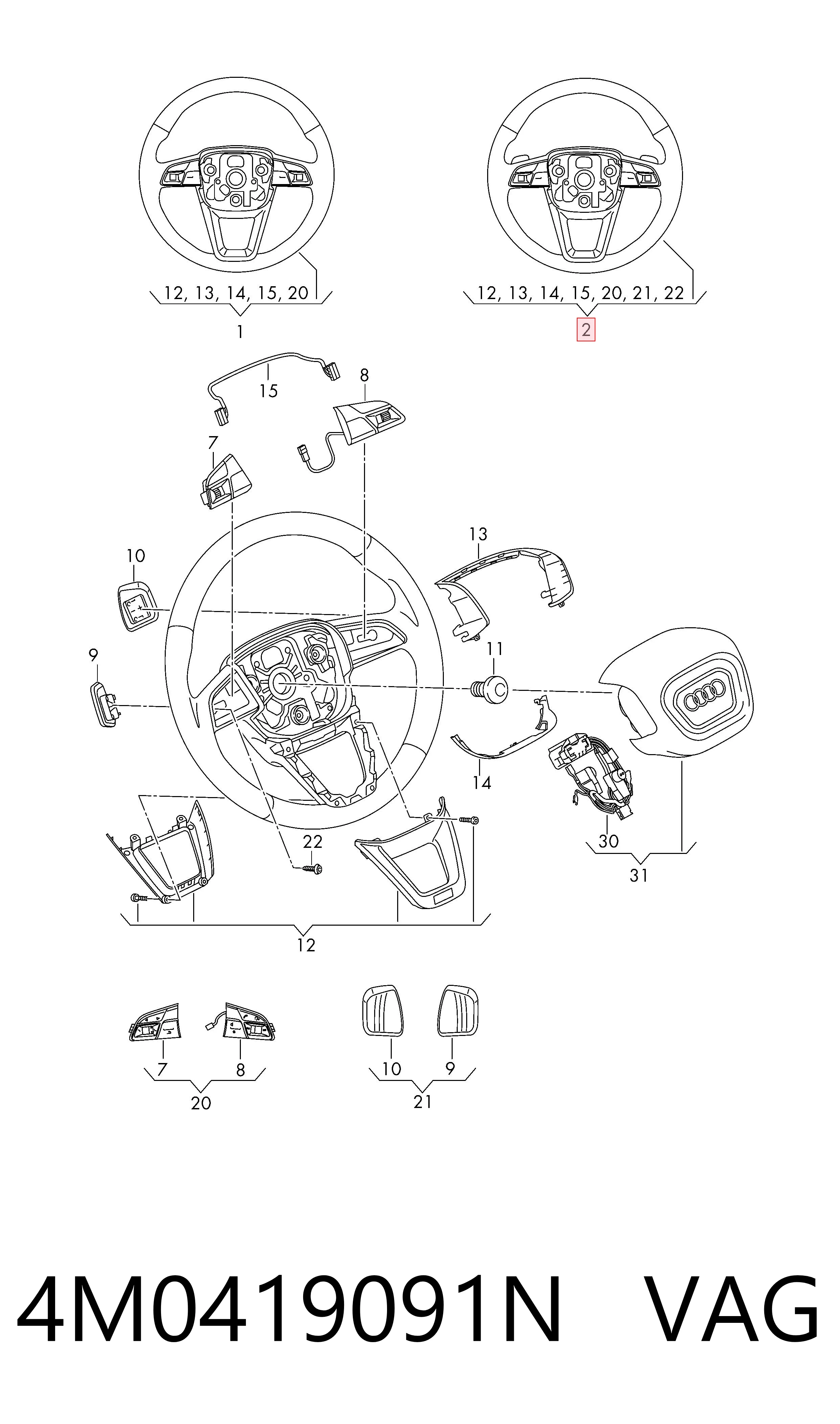 Volante para Audi Q7 4MB, 4MG, 4MQ