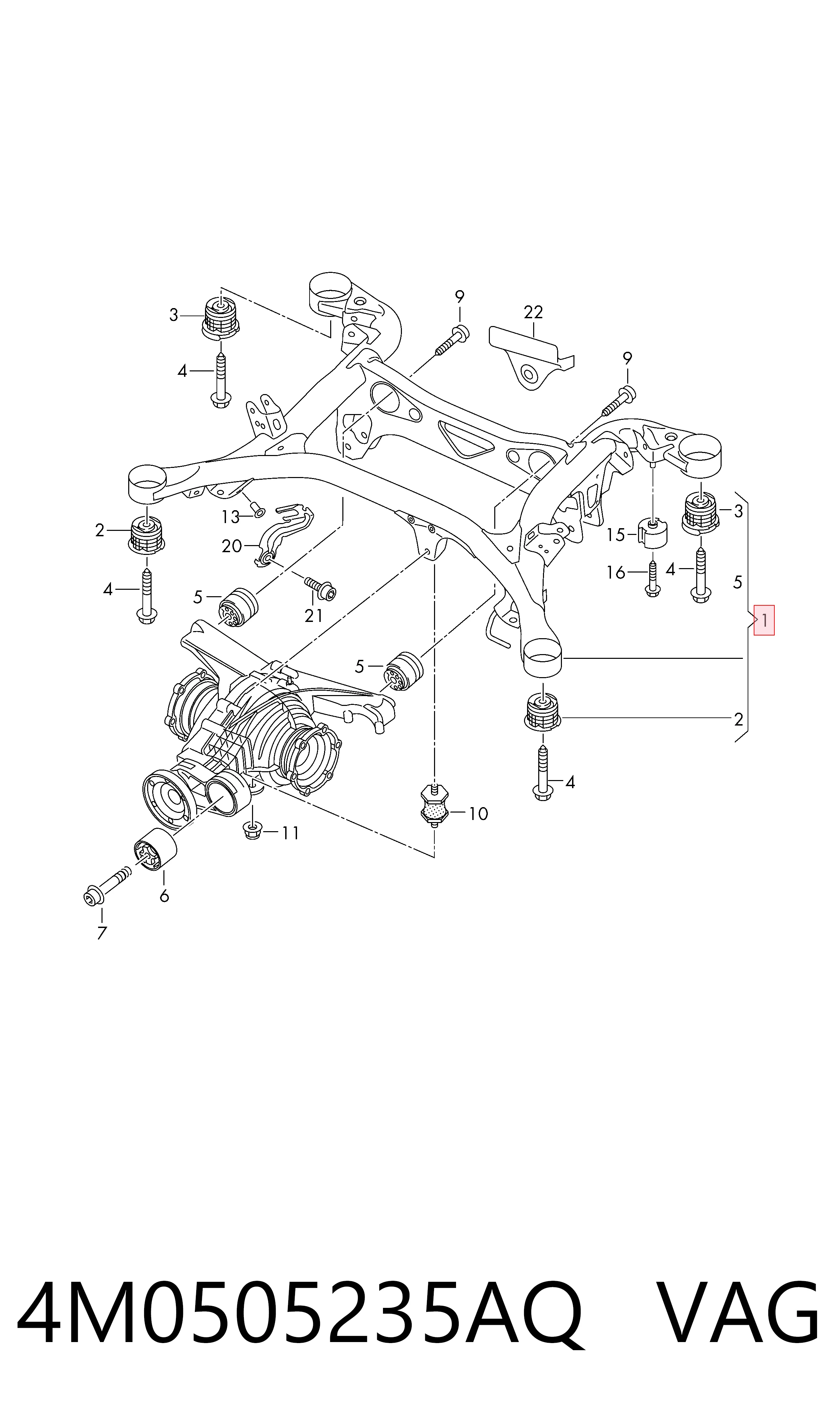  Viga de suspensão traseira (plataforma veicular) Audi Q7 SUV (4MB, 4MG, 4MQ) (2015 - 2026) 
