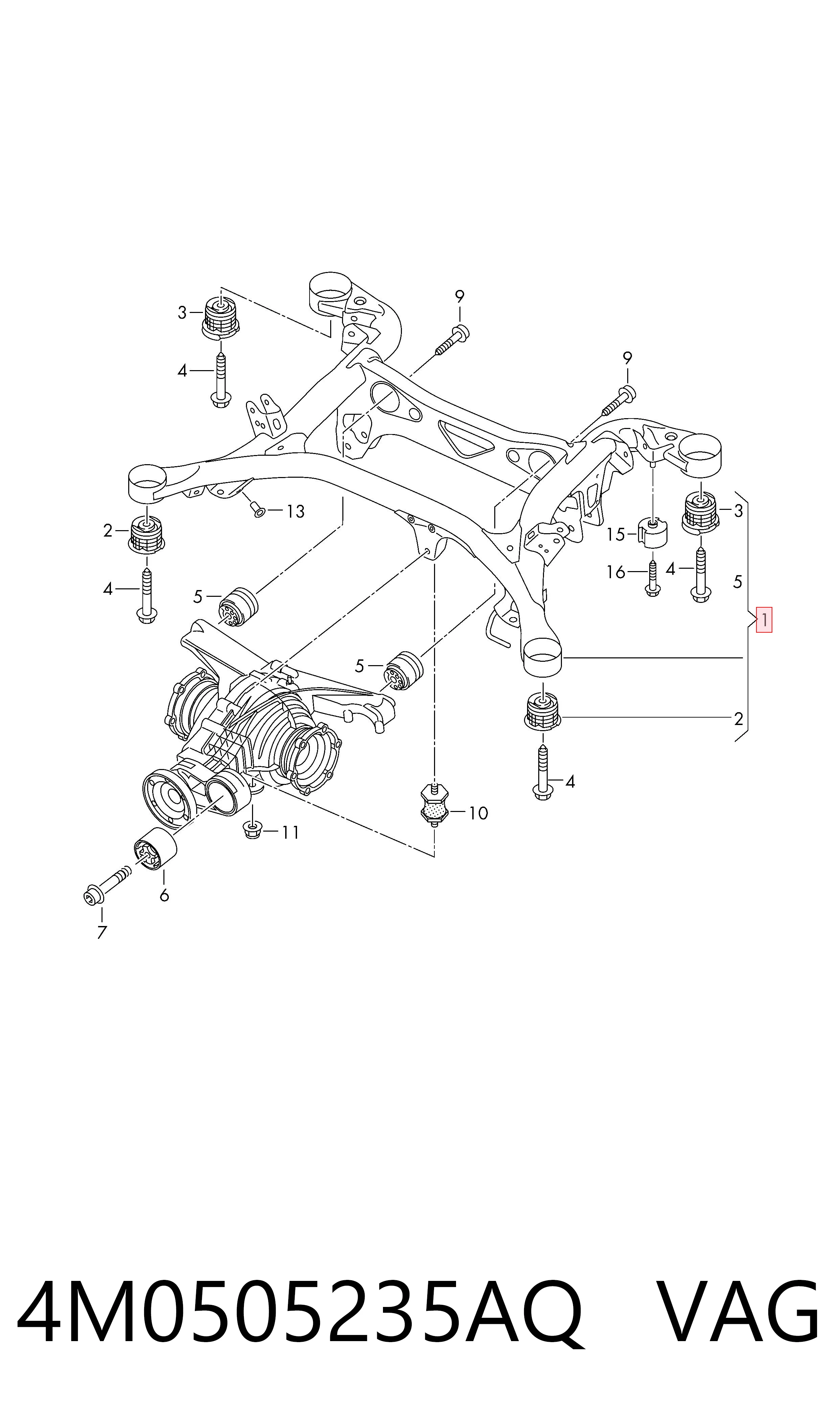 Viga de suspensão traseira (plataforma veicular) Audi Q7  4MB, 4MG, 4MQ