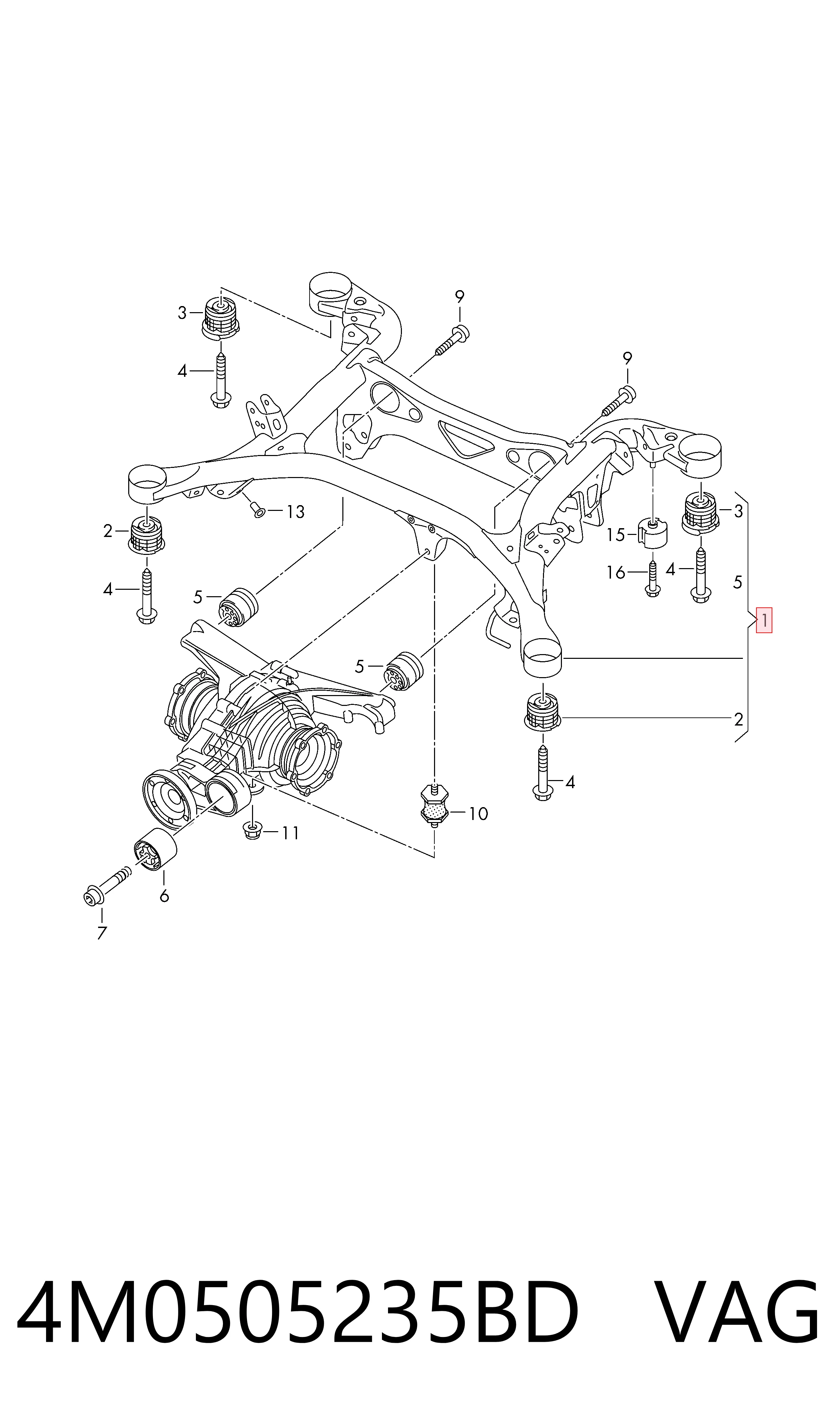 4M0505235BD VAG Viga de suspensão traseira (plataforma veicular)