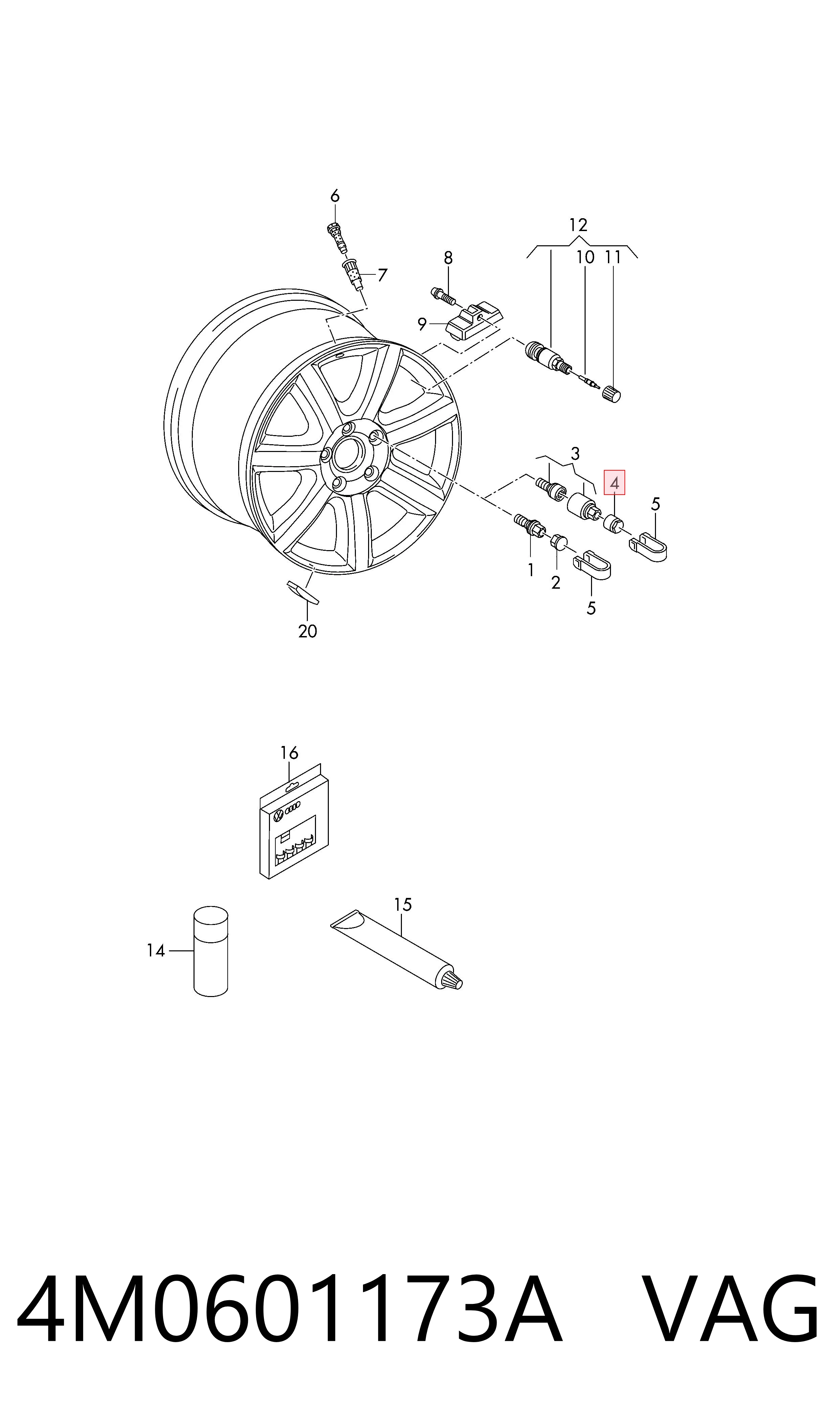 4M0601173A VAG Parafuso de roda