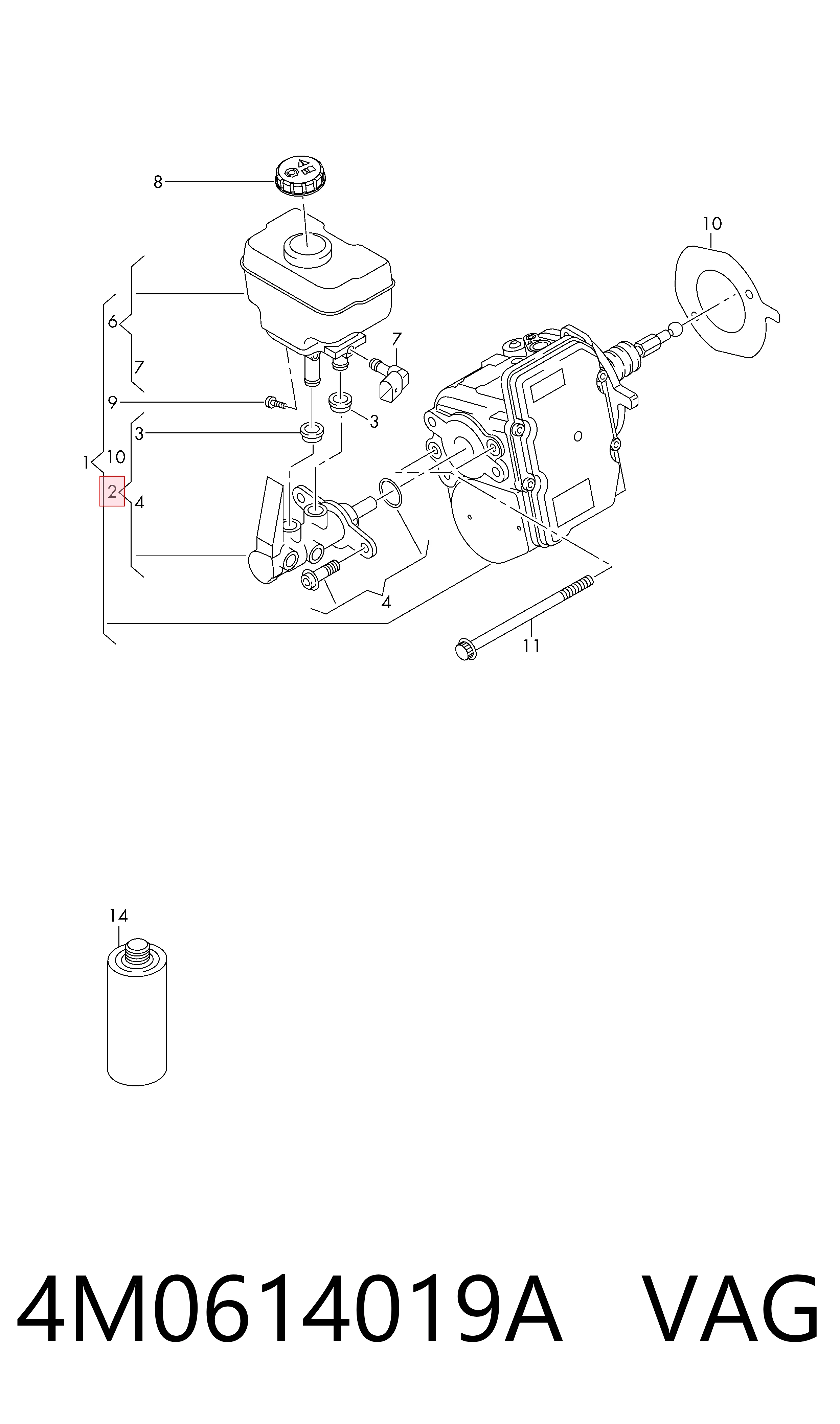 Cilindro mestre do freio para Audi Q7  4MB, 4MG, 4MQ