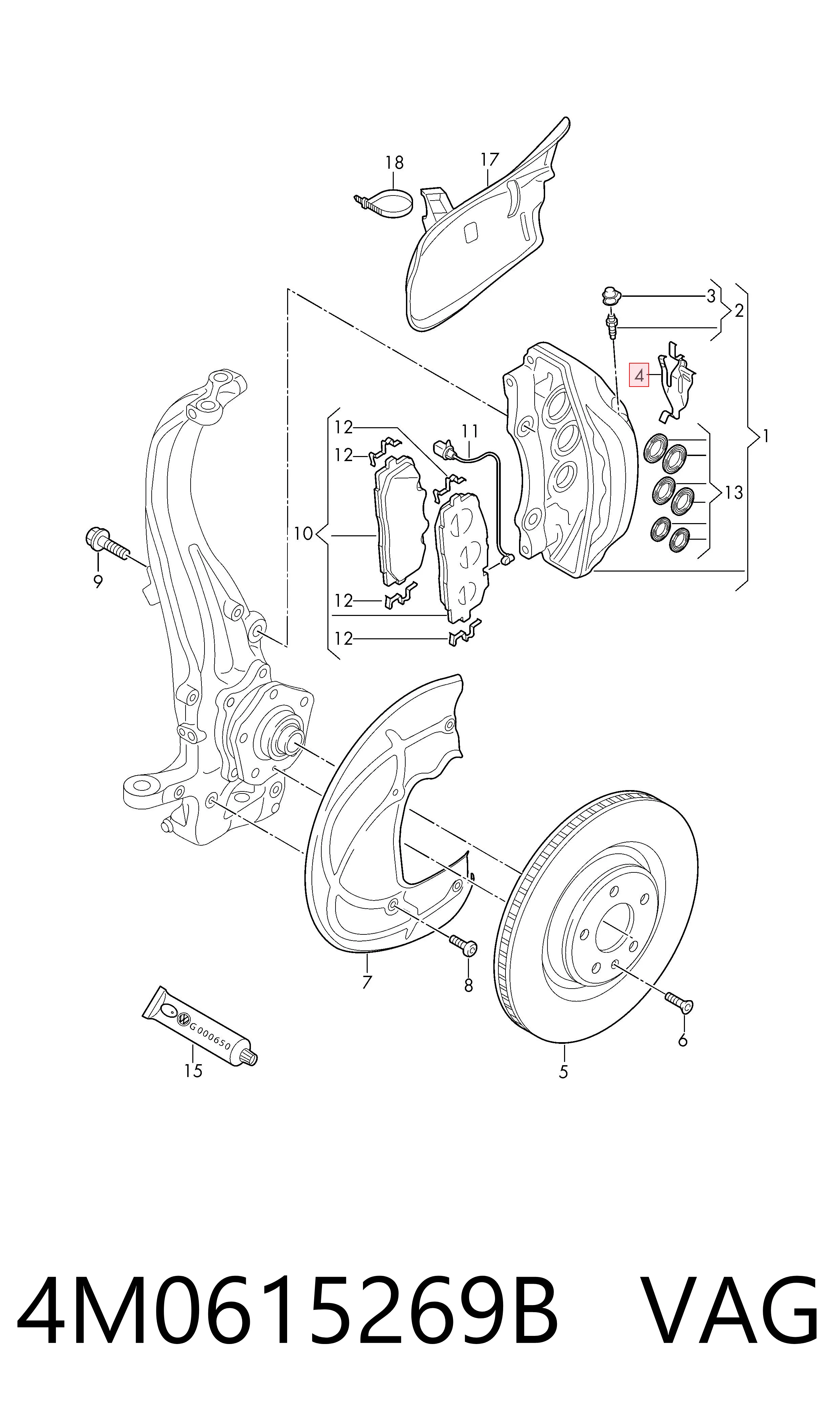 Compre Kit de molas de fixação de sapatas de disco dianteiras Audi Q7 