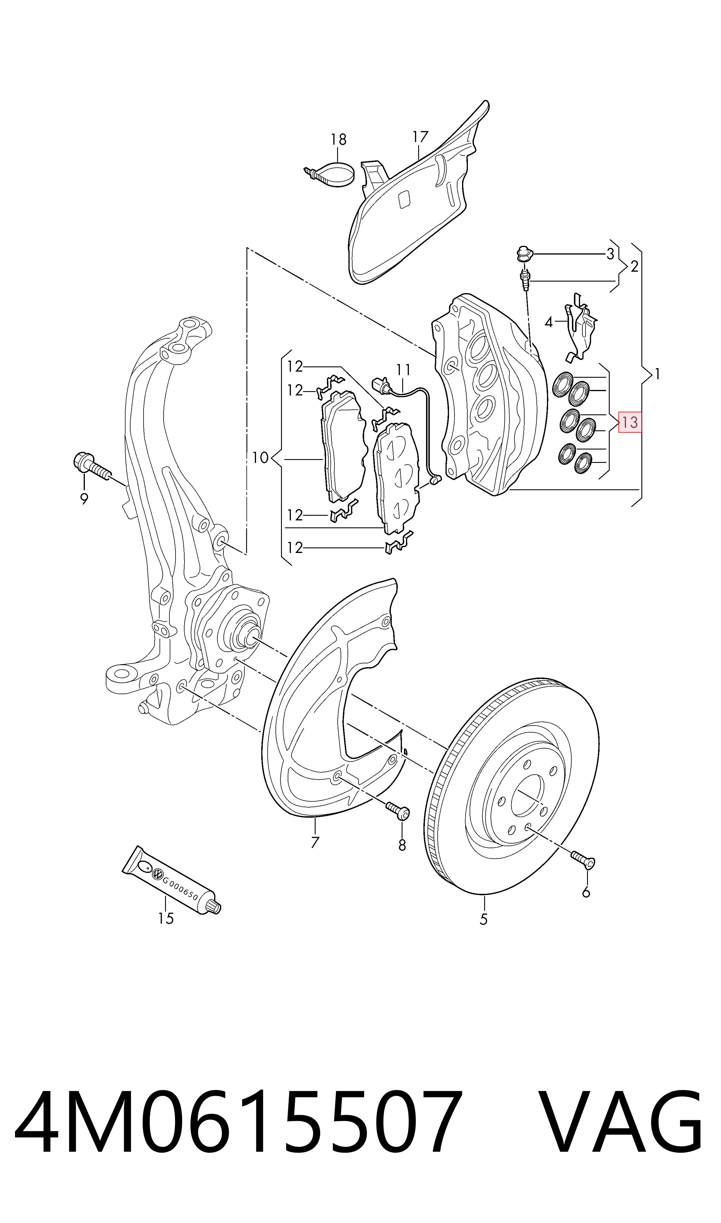 Kit de reparação de suporte do freio dianteiro VAG 4M0615507 preço, a partir de 28,06 USD