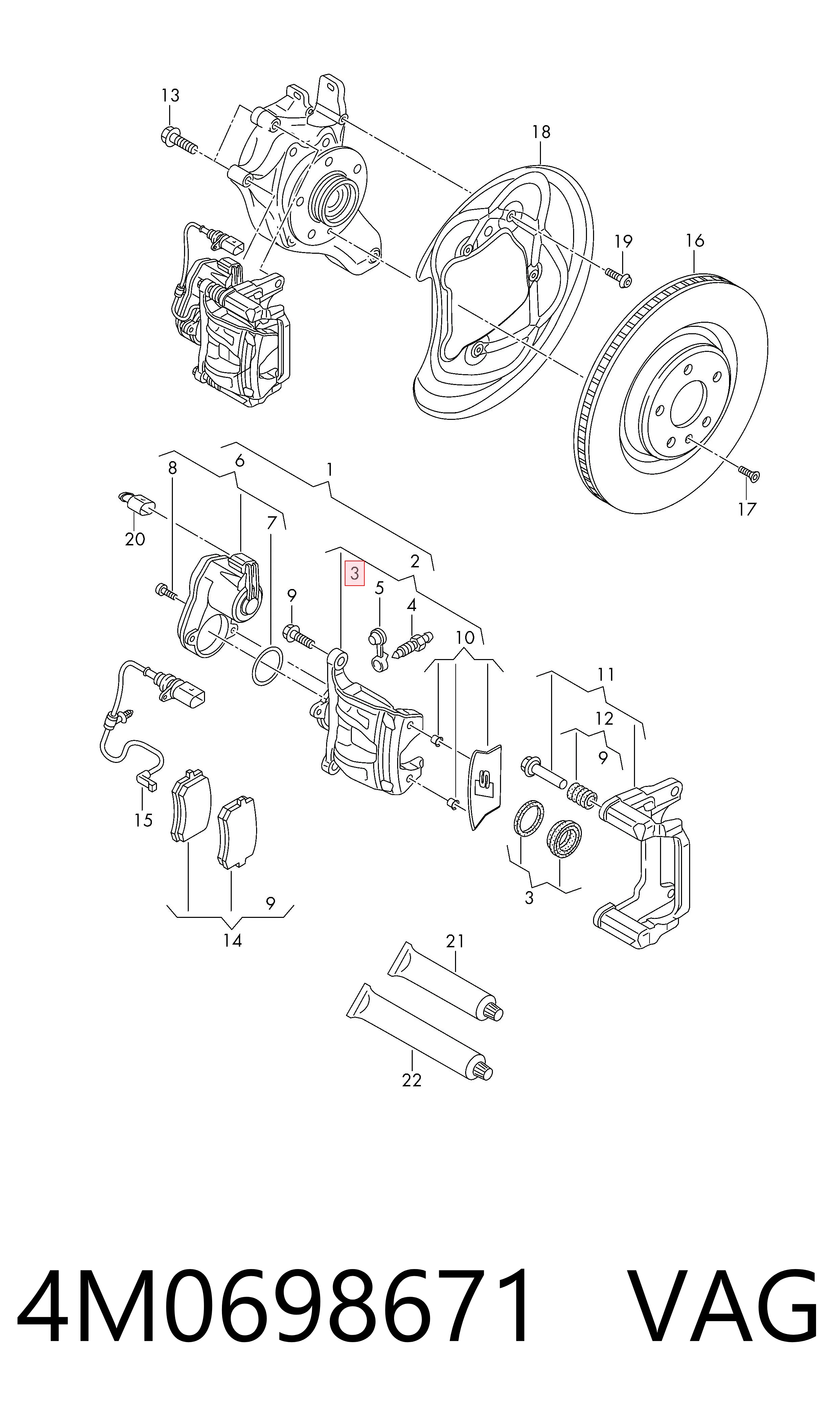 Kit de reparação de suporte do freio traseiro VAG 4M0698671 preço, a partir de 12,02 USD