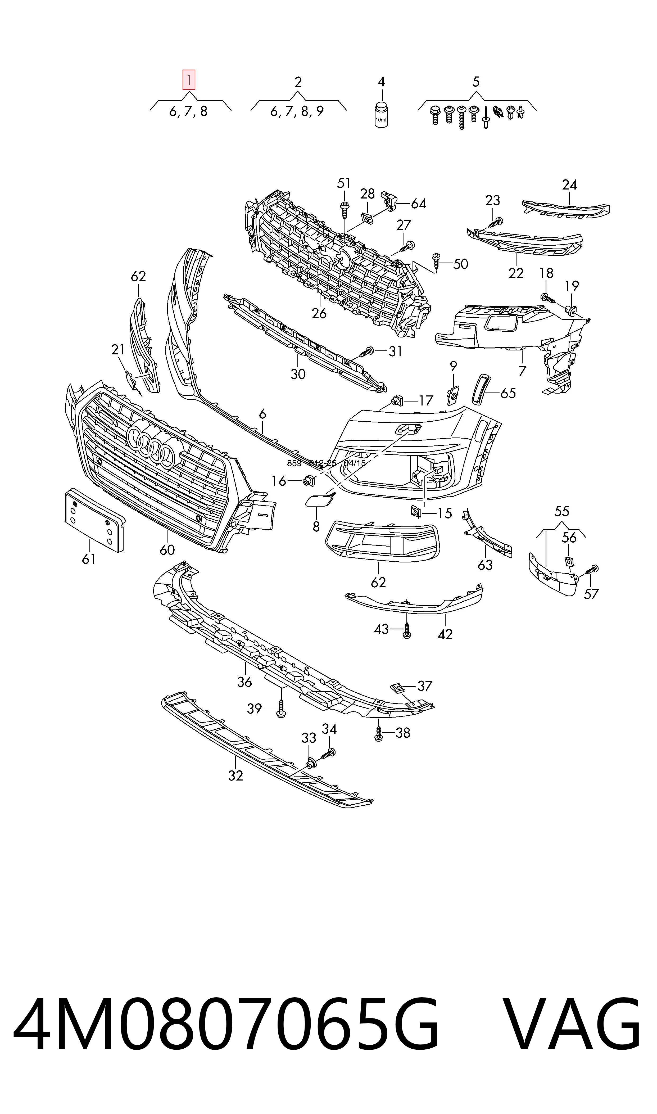 Pára-choque dianteiro para Audi Q7  4MB, 4MG, 4MQ