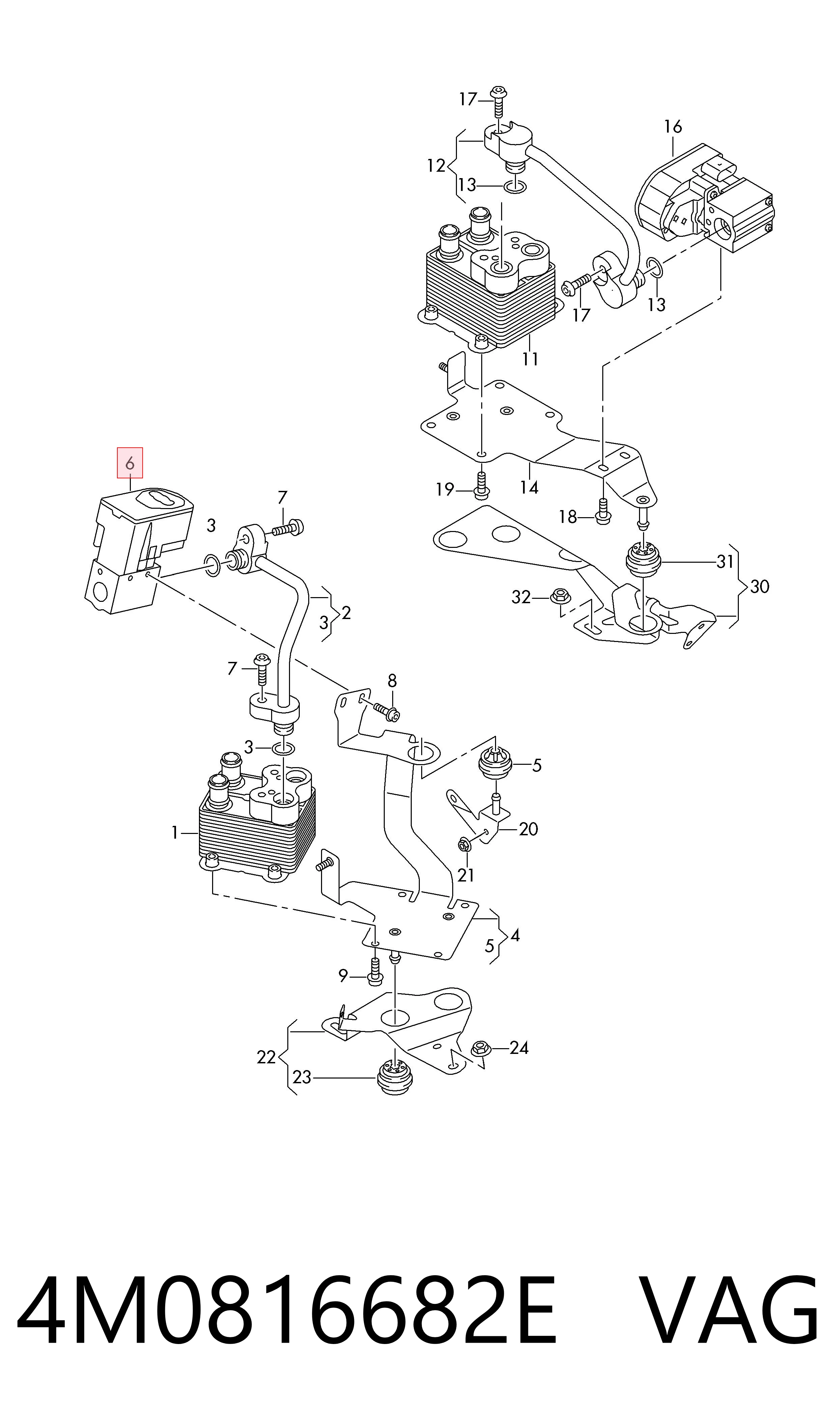 4M0816682E VAG Válvula TRV de aparelho de ar condicionado