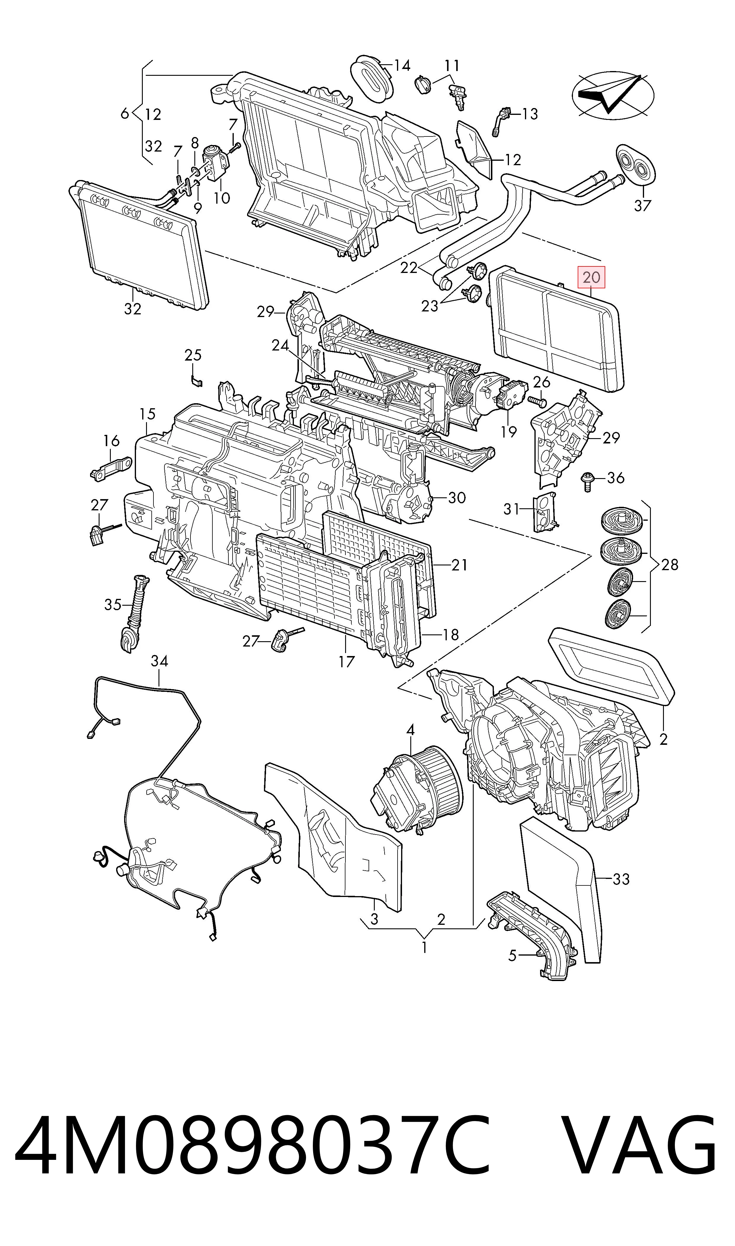 4M0898037C VAG Radiador de forno (de aquecedor)