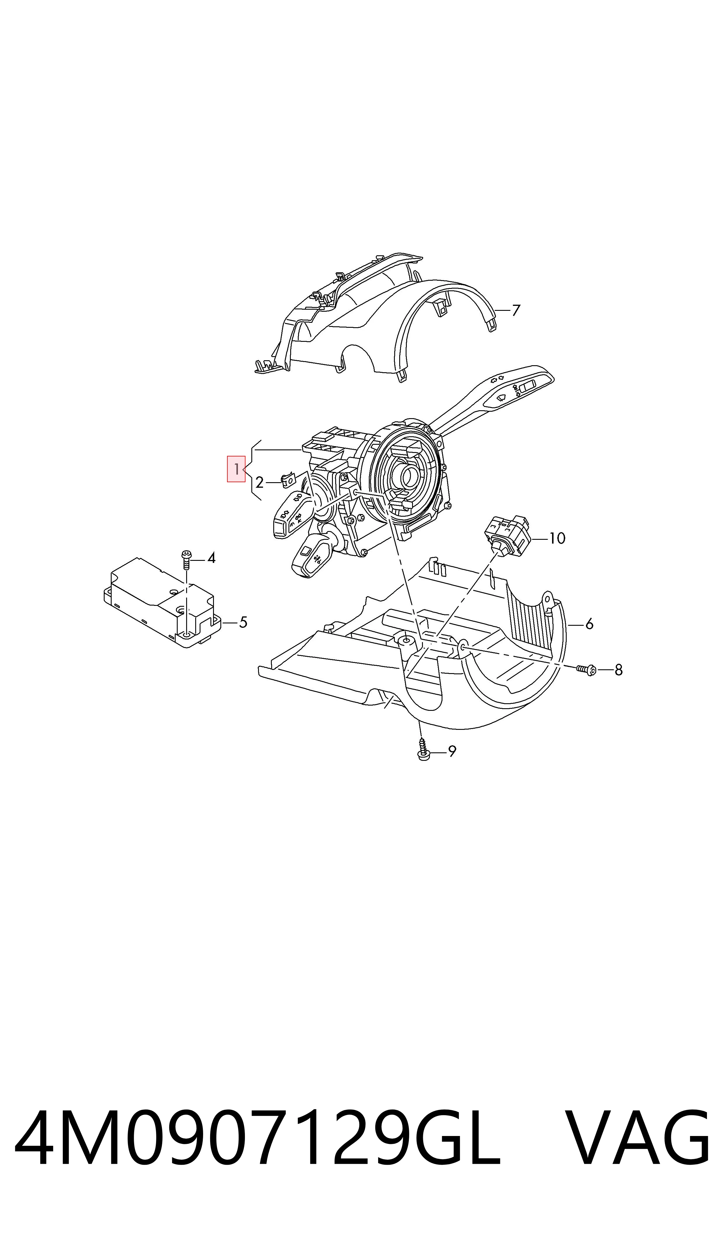 Comutador instalado na coluna da direção, montado para Audi A4 8W5, 8WD