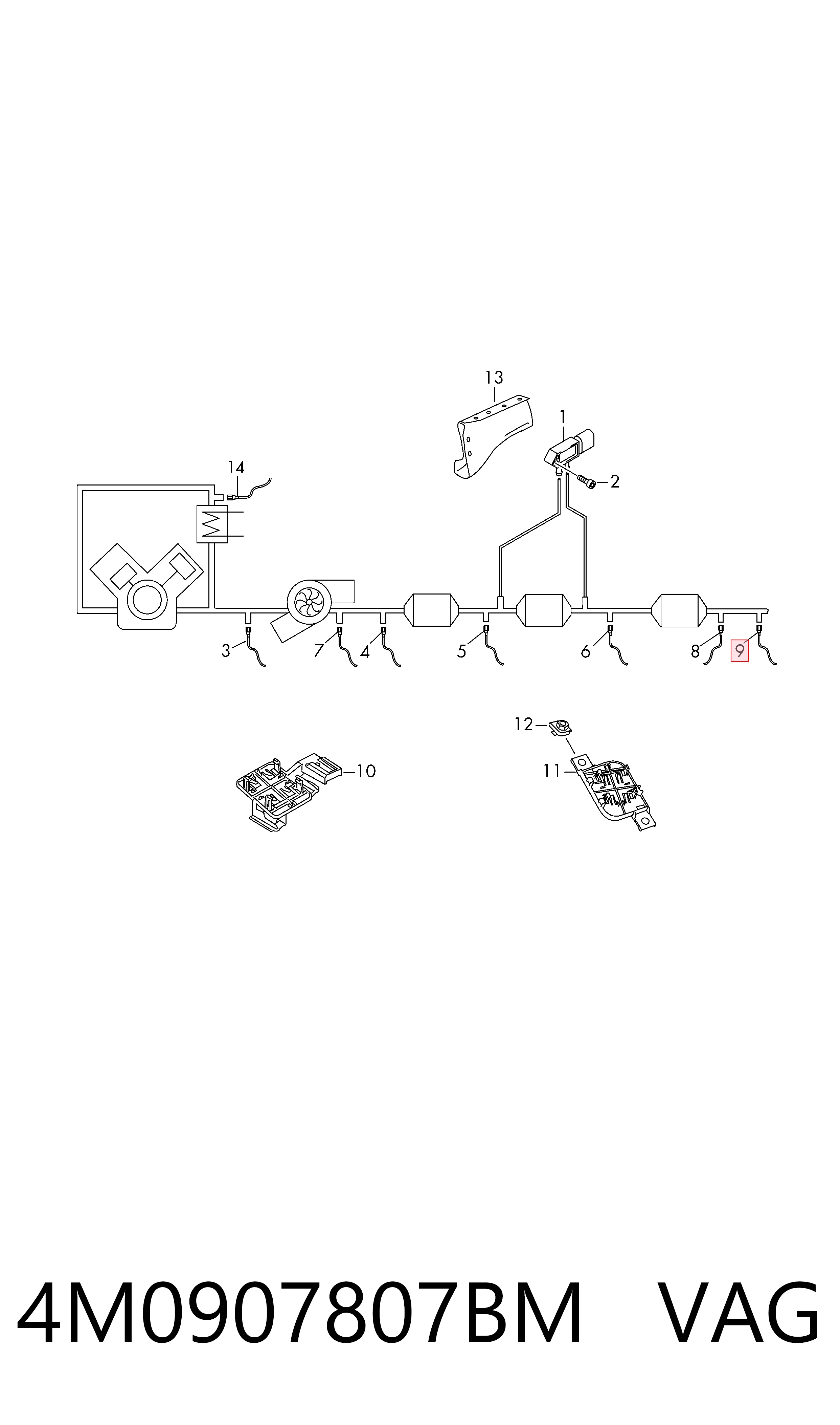 4M0907807BM VAG Sensor traseiro de óxidos de nitrogênio NOX
