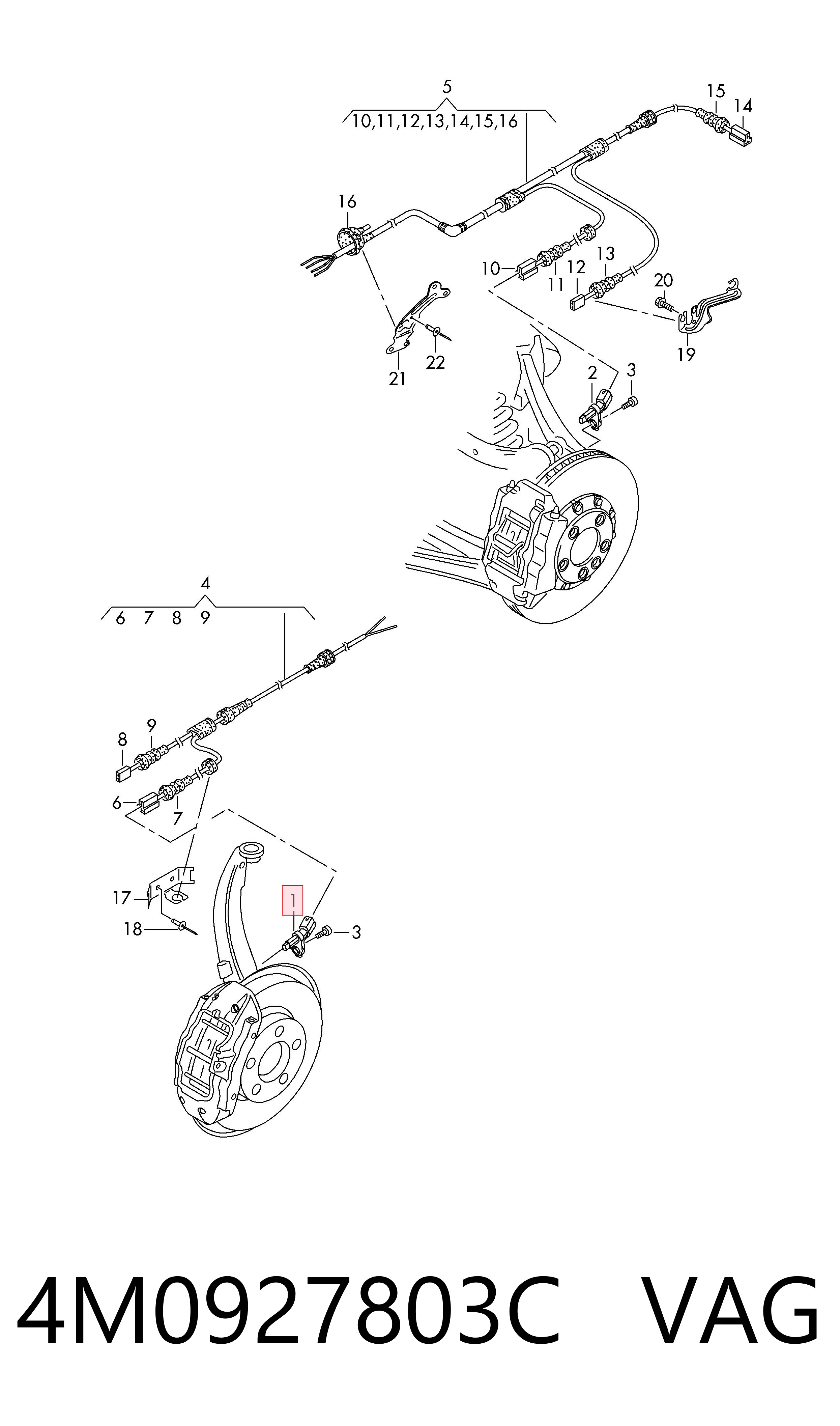 4M0927803C VAG Sensor dianteiro de ABS