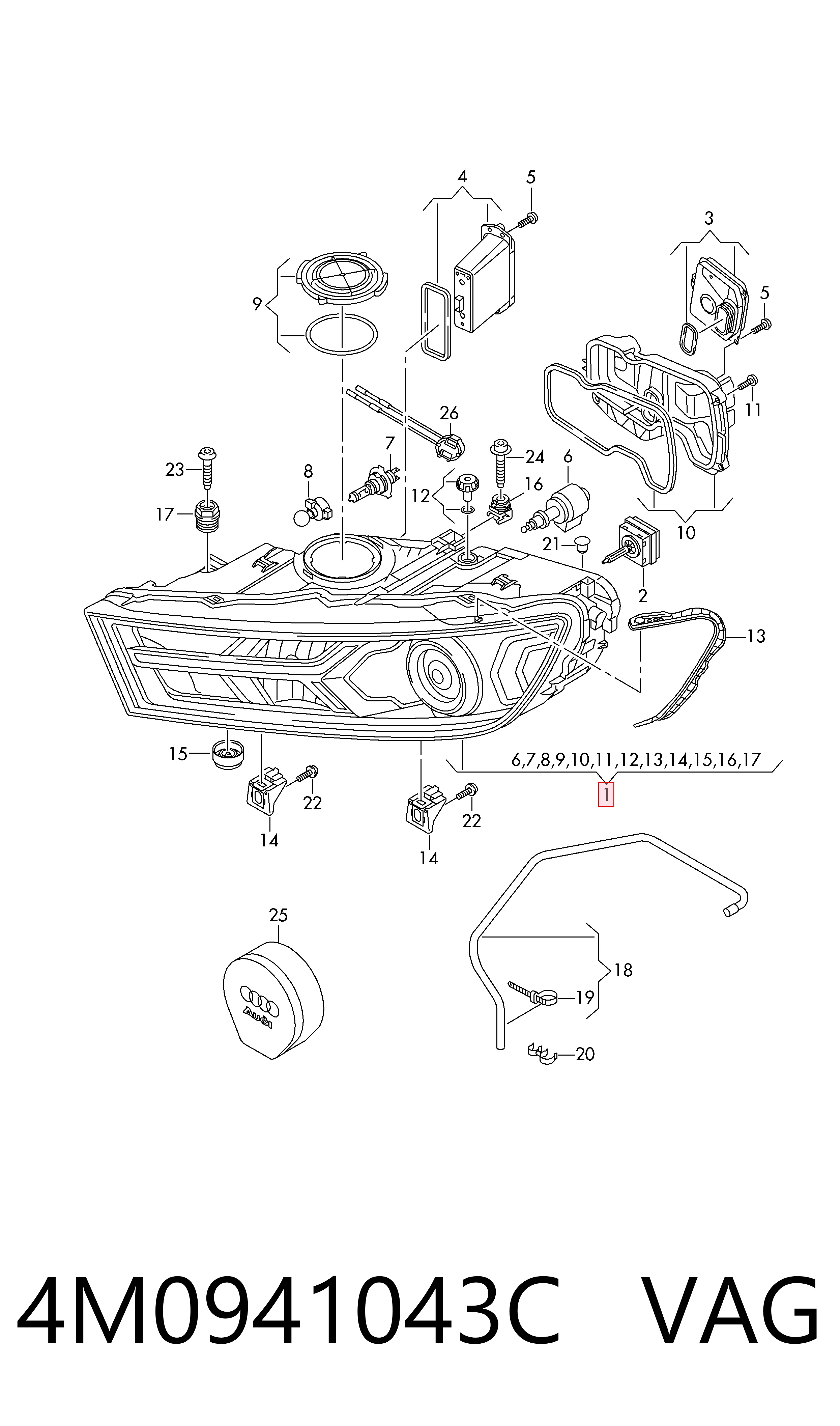 Luz esquerda Audi Q7  4MB, 4MG, 4MQ