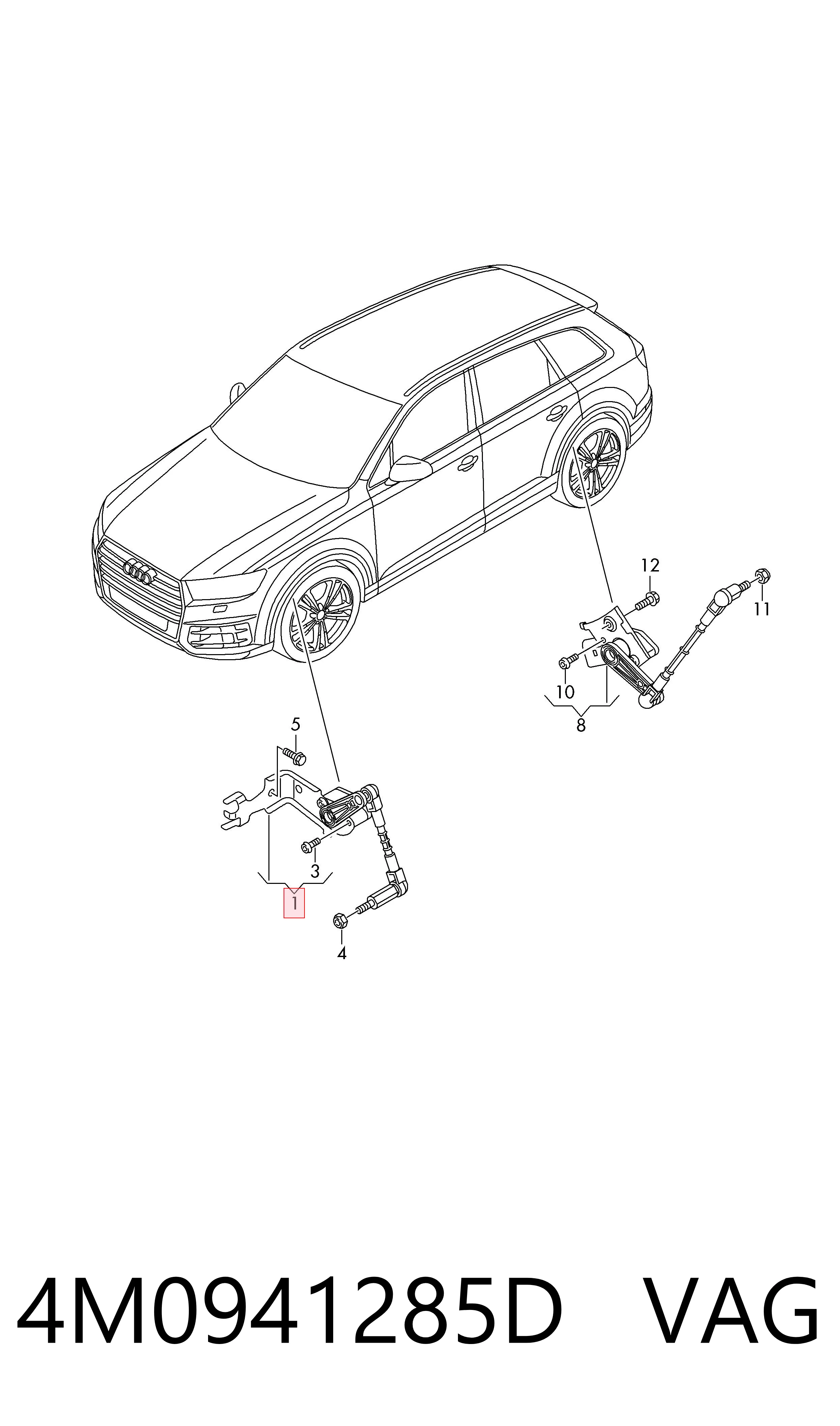 4M0941285D VAG Sensor dianteiro esquerdo do nível de posição de carroçaria