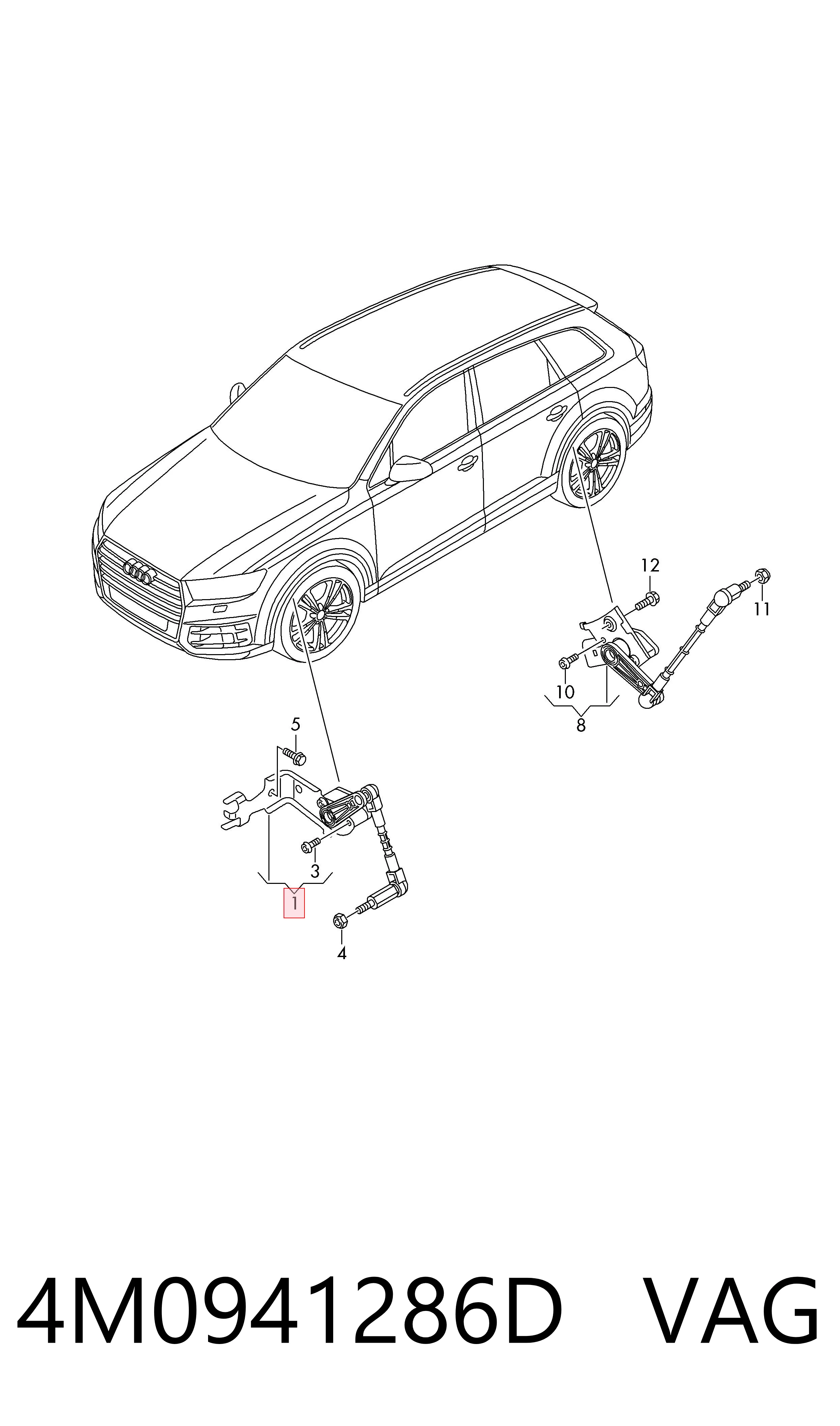 4M0941286D VAG Sensor dianteiro direito do nível de posição de carroçaria