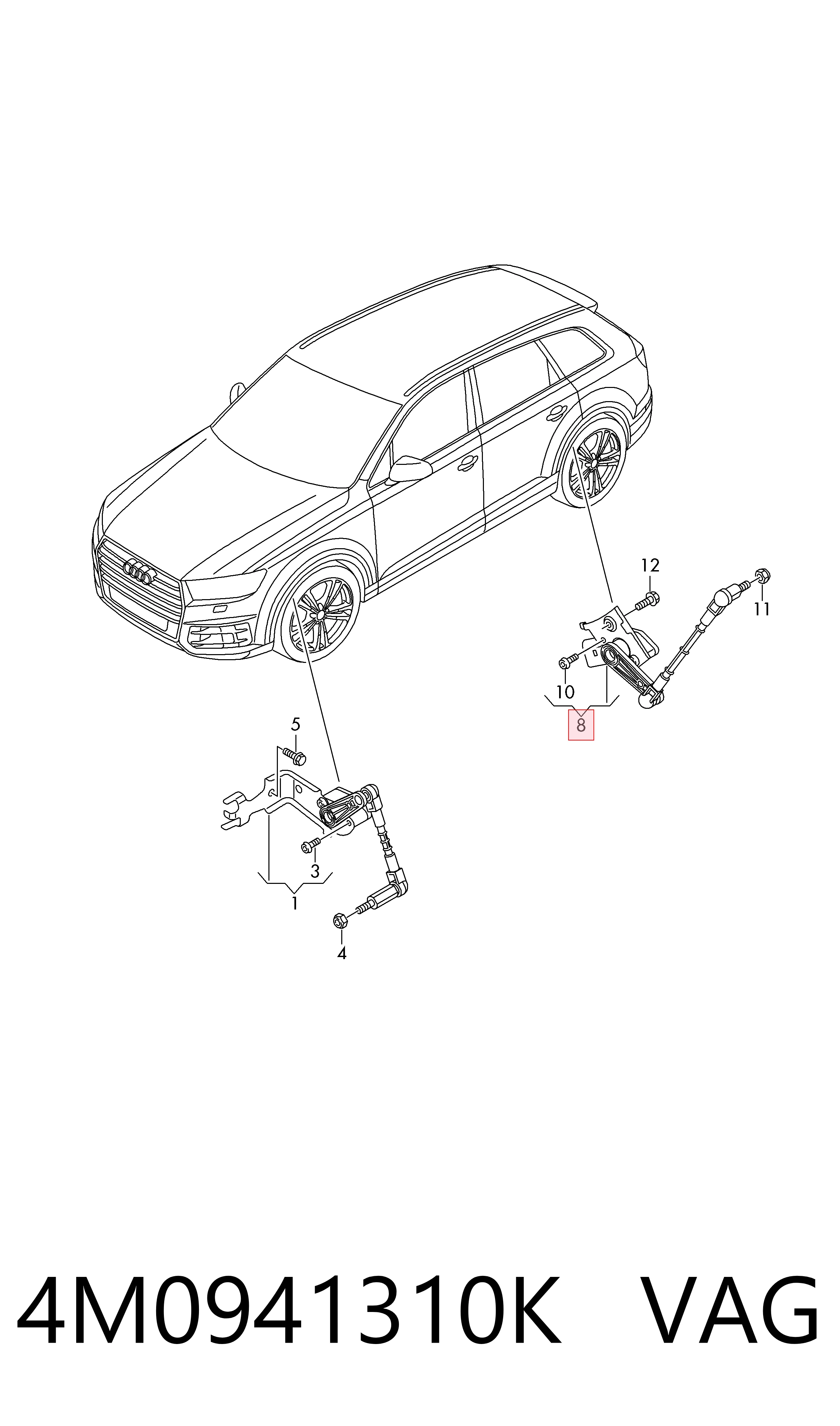 4M0941310K VAG Sensor traseiro direito do nível de posição de carroçaria
