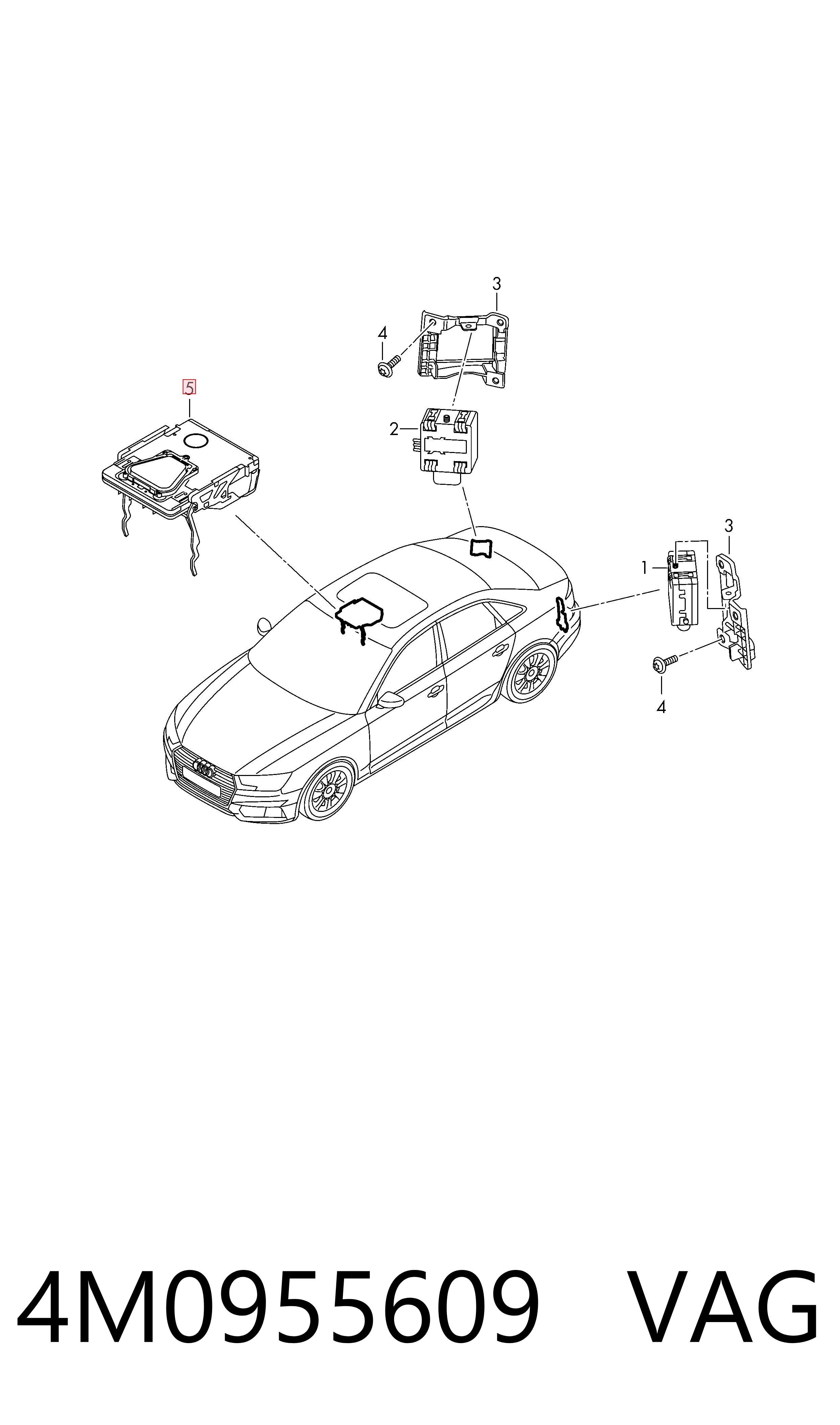 4M0955609 VAG Chapa de sensor de chuva