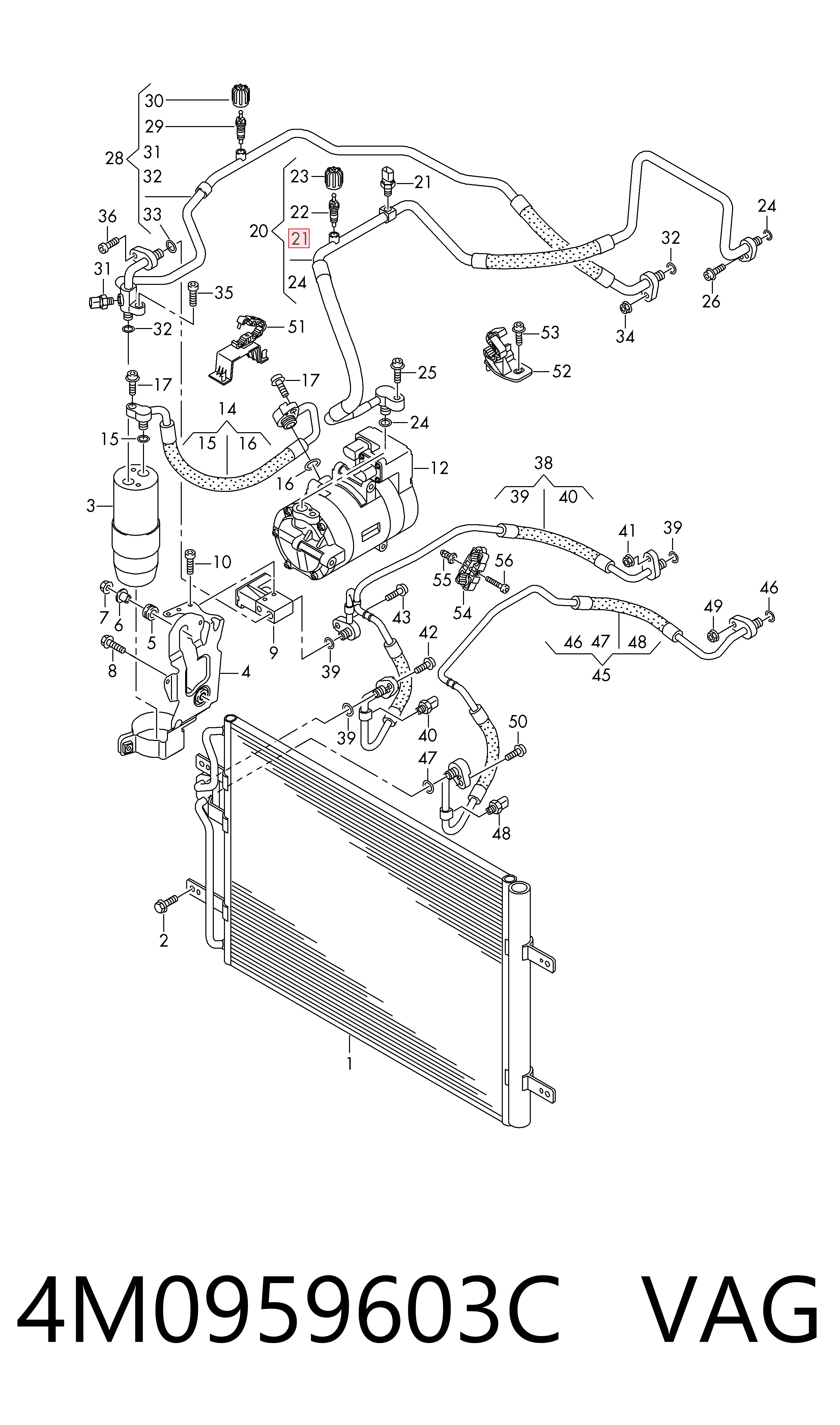 4M0959603C VAG Sensor de pressão absoluta de aparelho de ar condicionado